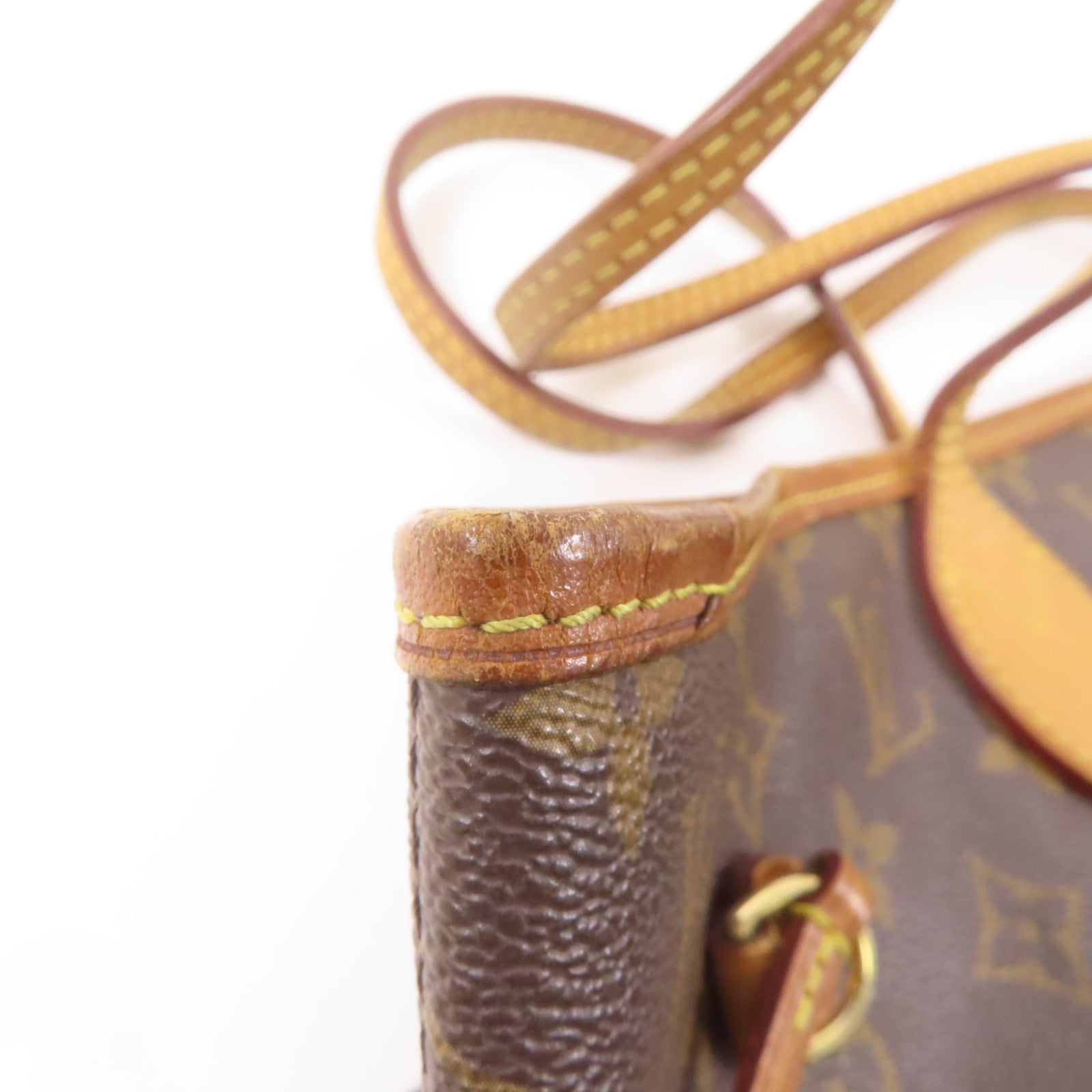 LOUIS VUITTON Monogram Neverfull MM金扣手挽袋棕色