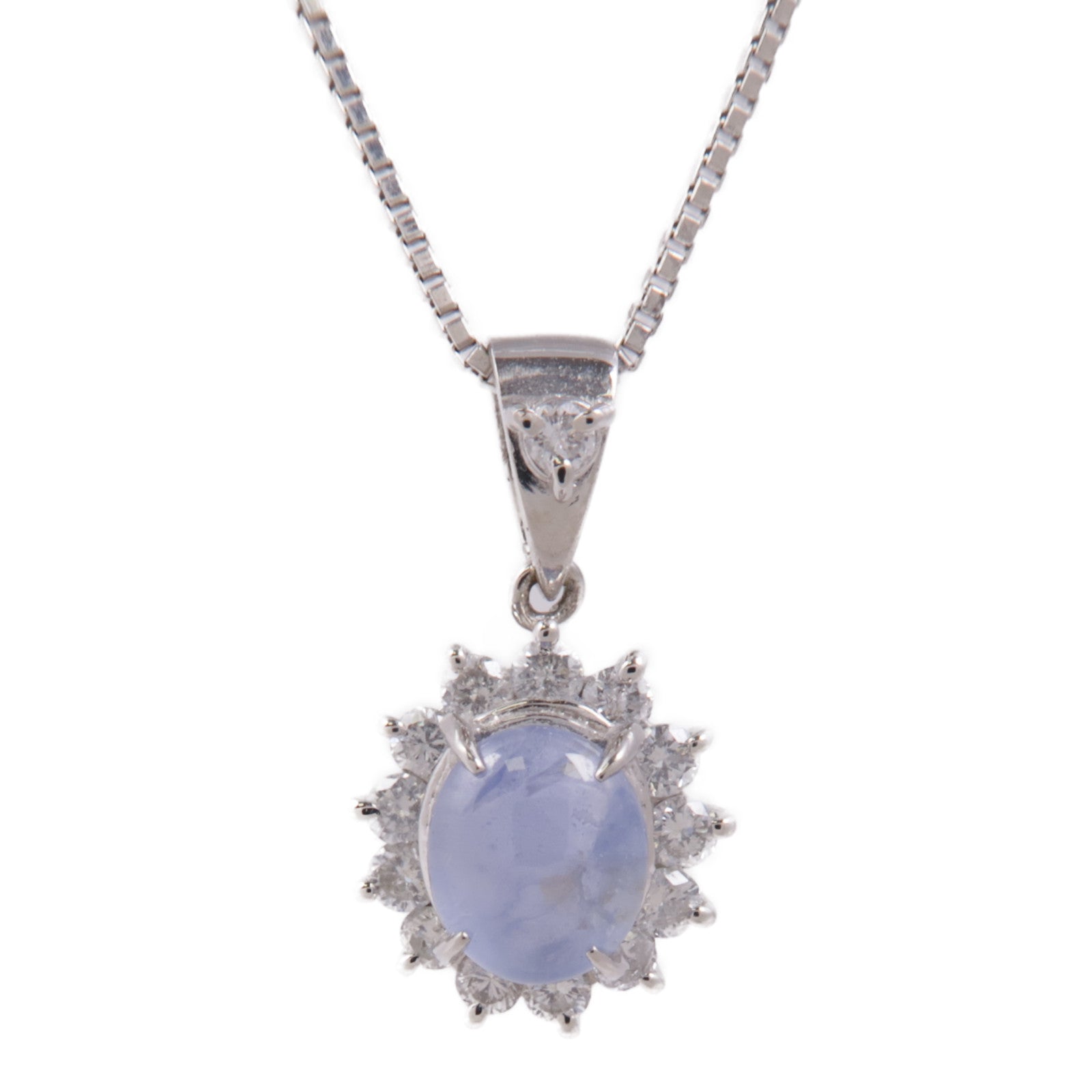 JEWELRY PT900/PT850鉑金Sapphire/Diamond Necklace藍寶石/鑽石項鍊