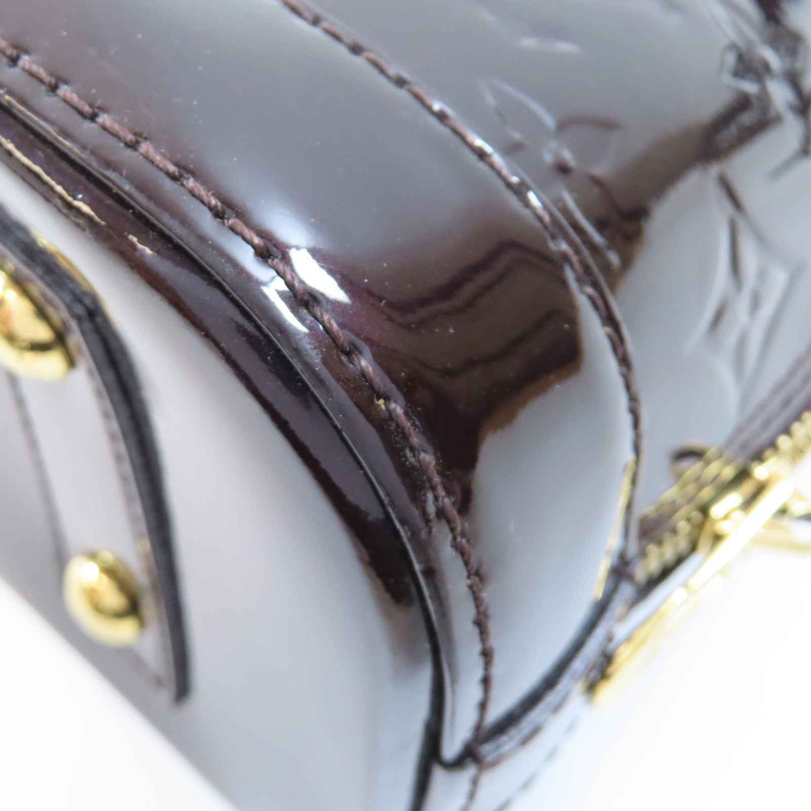 LOUIS VUITTON Vernis Alma BB金扣手挽肩背兩用袋酒紅色