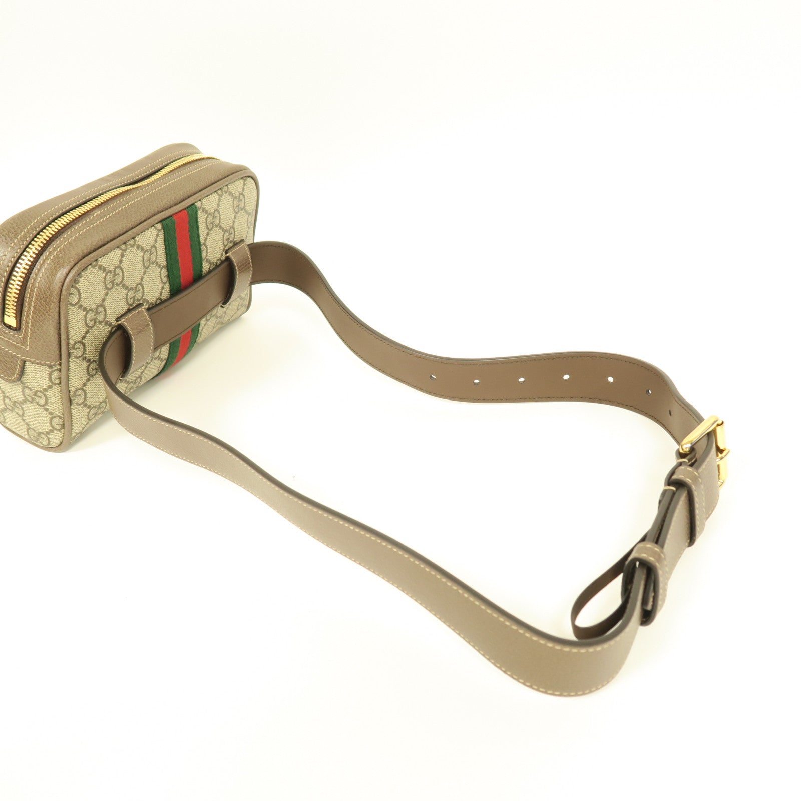 GUCCI 【激減優惠】塗層帆布Waist Bag金扣腰包啡色