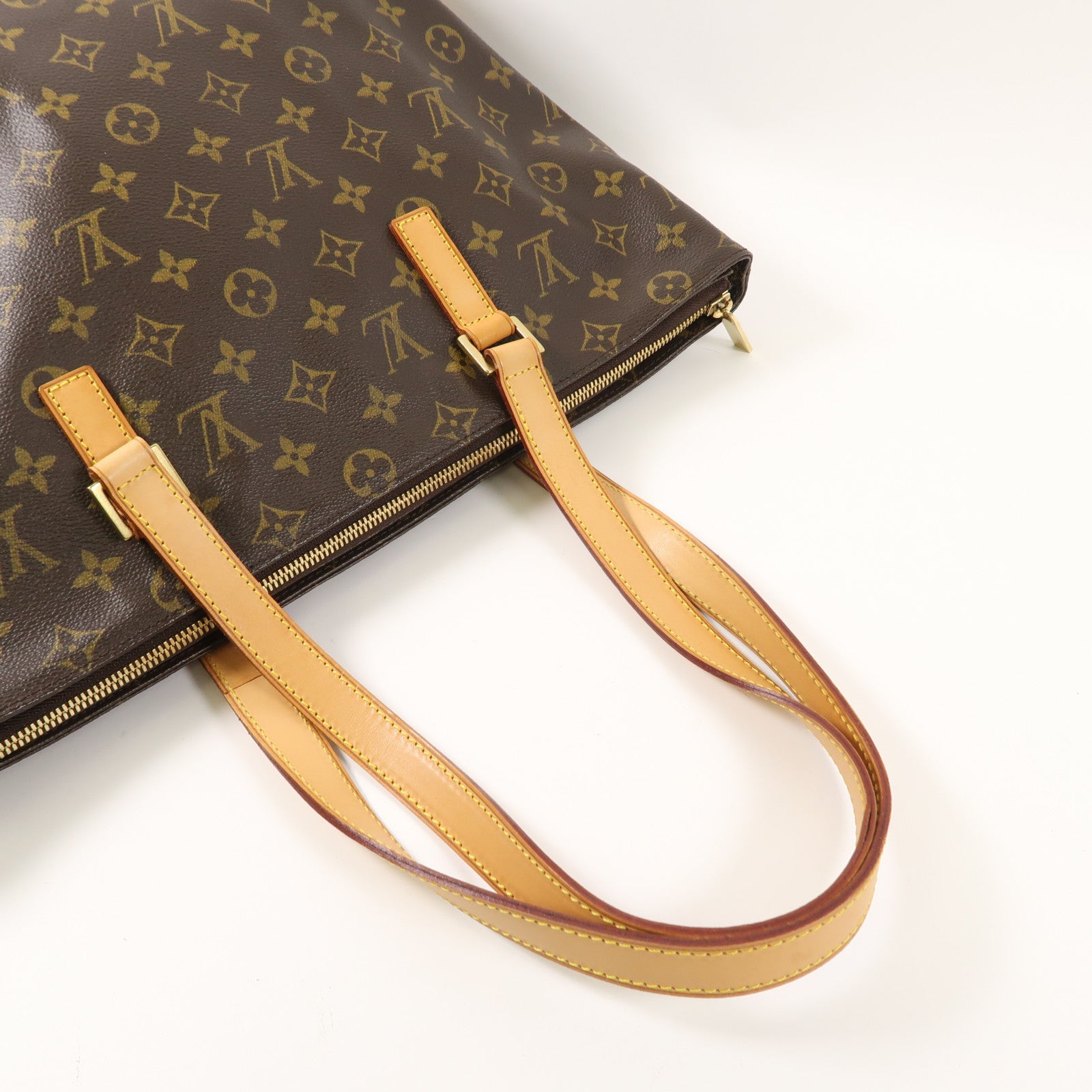 LOUIS VUITTON Monogram Cabas Mezzo金扣肩背袋棕色