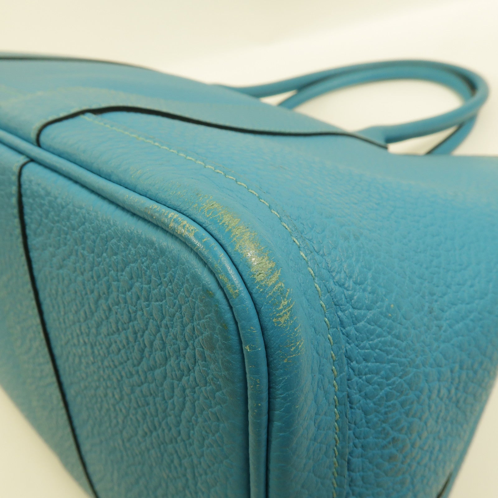 HERMES Clemence皮革Garden Party PM手挽袋Turquoise