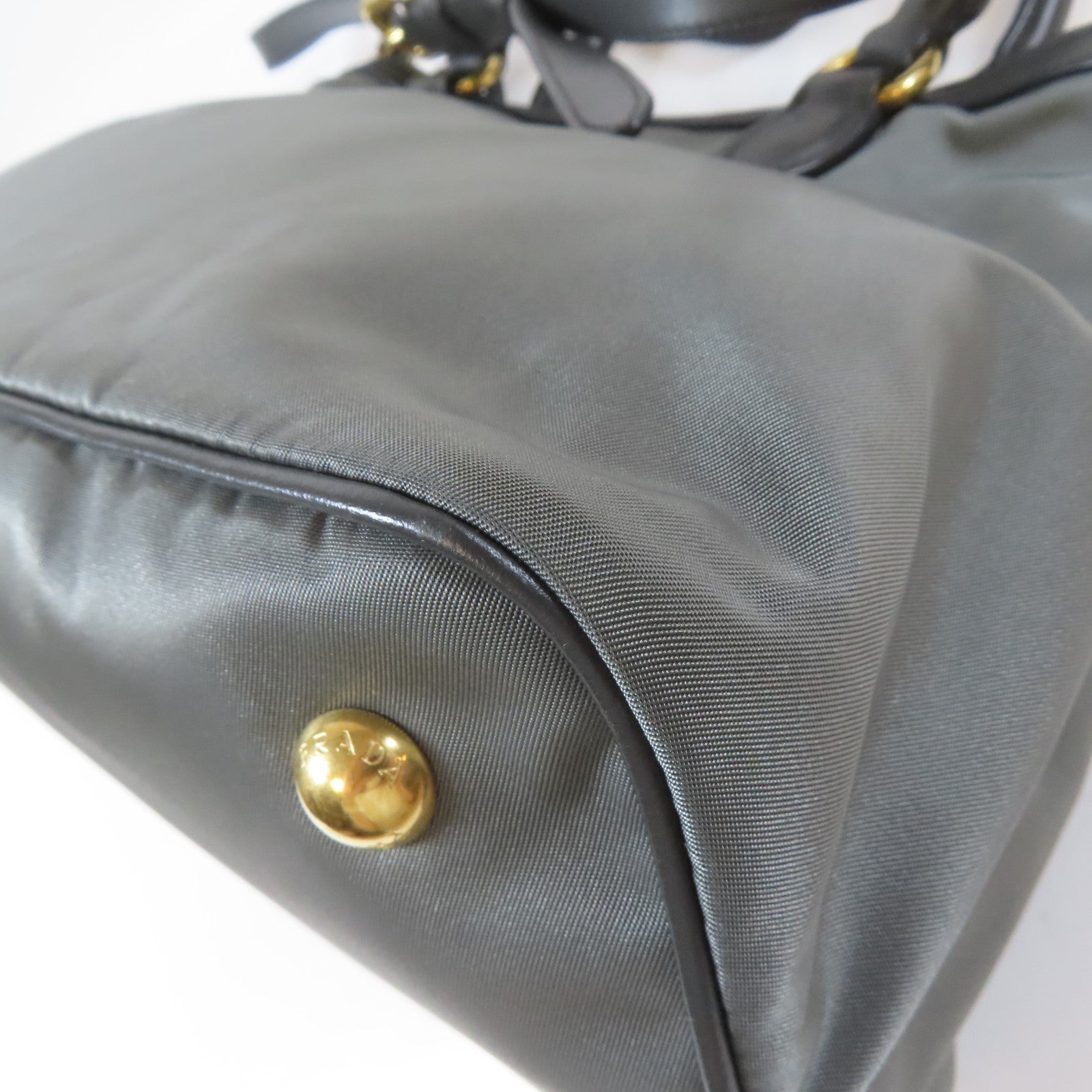 PRADA 尼龍2 Way Shoulder Bag金扣手挽肩背兩用袋灰色