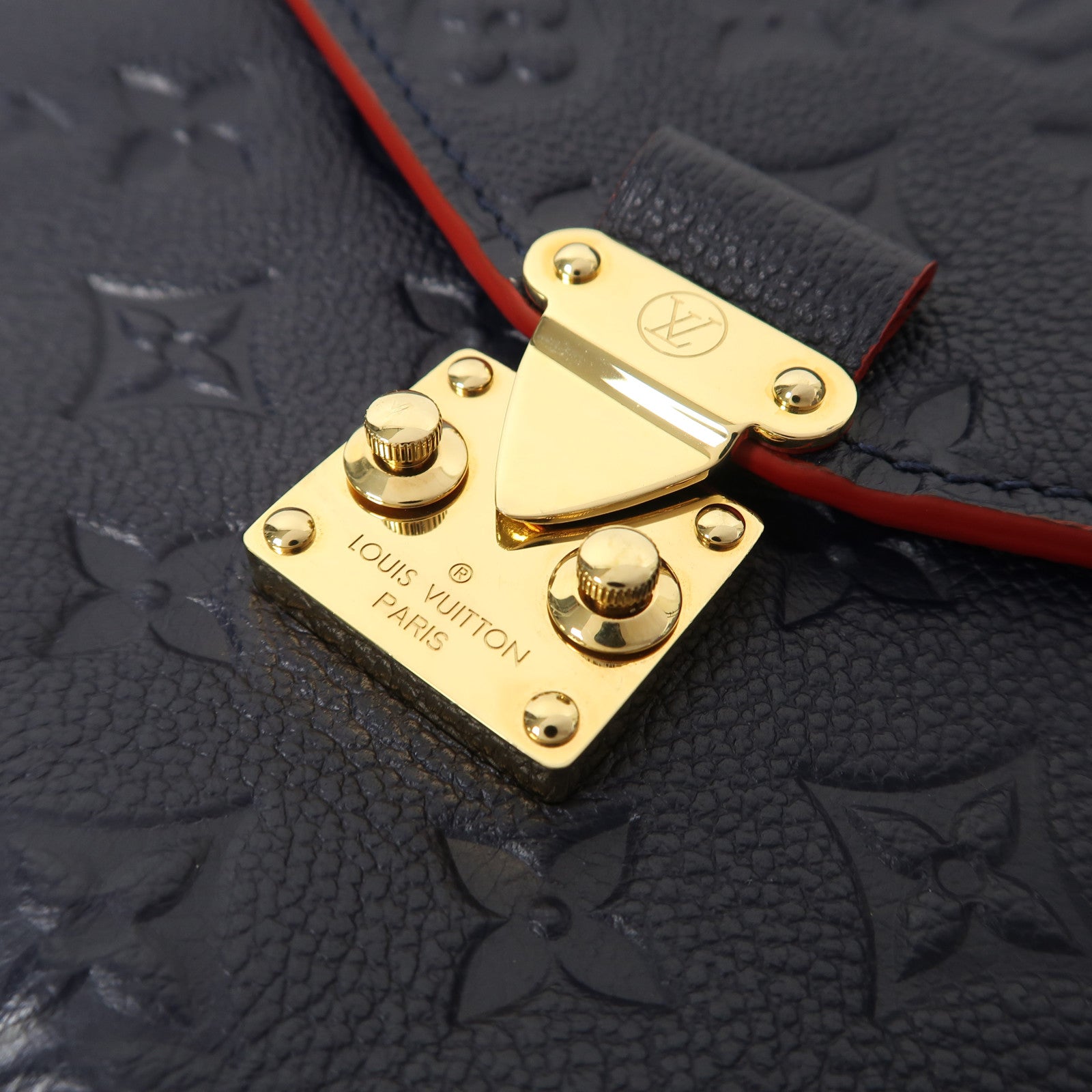 LOUIS VUITTON Monogram Empreinte Pochette Metis金扣手挽肩背兩用袋深藍色