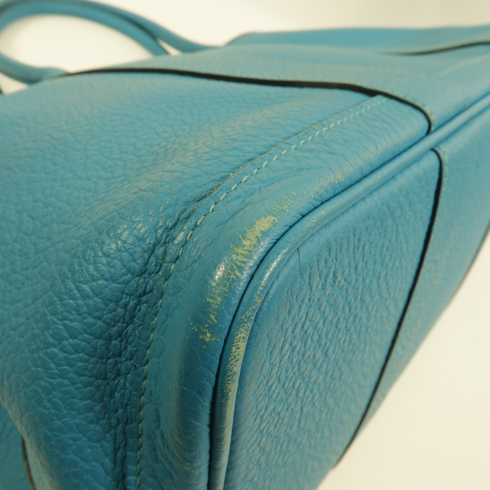 HERMES Clemence皮革Garden Party PM手挽袋Turquoise