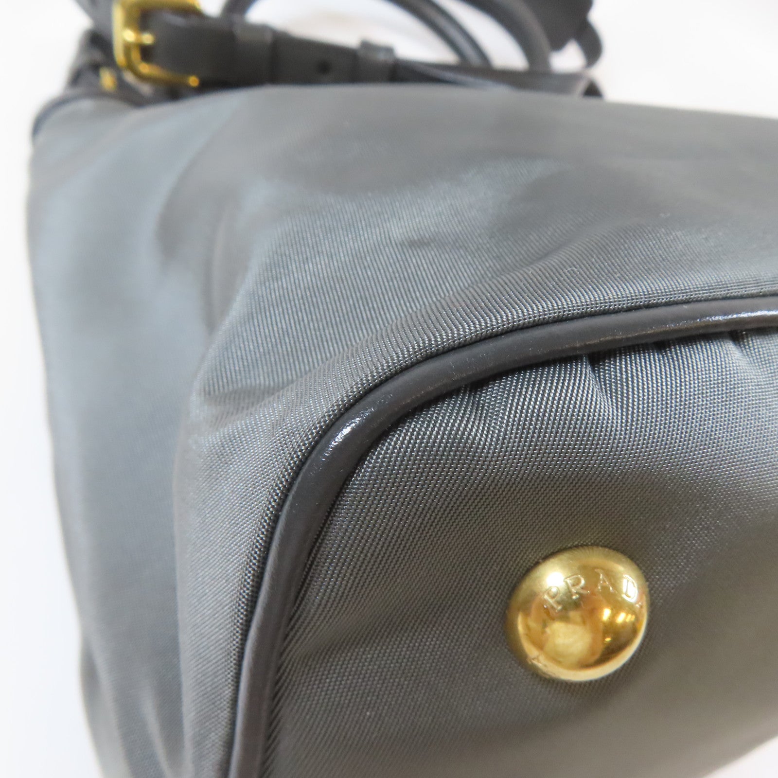 PRADA 尼龍2 Way Shoulder Bag金扣手挽肩背兩用袋灰色