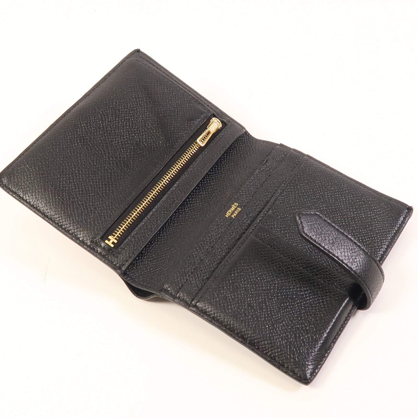 HERMES Epsom皮革Bearn Compact Wallet金扣錢包