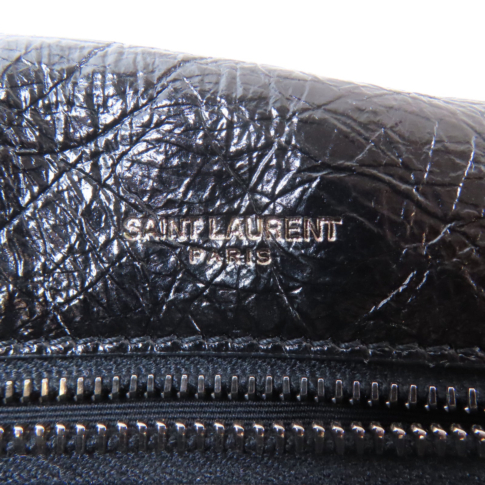 SAINT LAURENT 牛皮皮革Nikki銀扣鏈帶肩背袋黑色