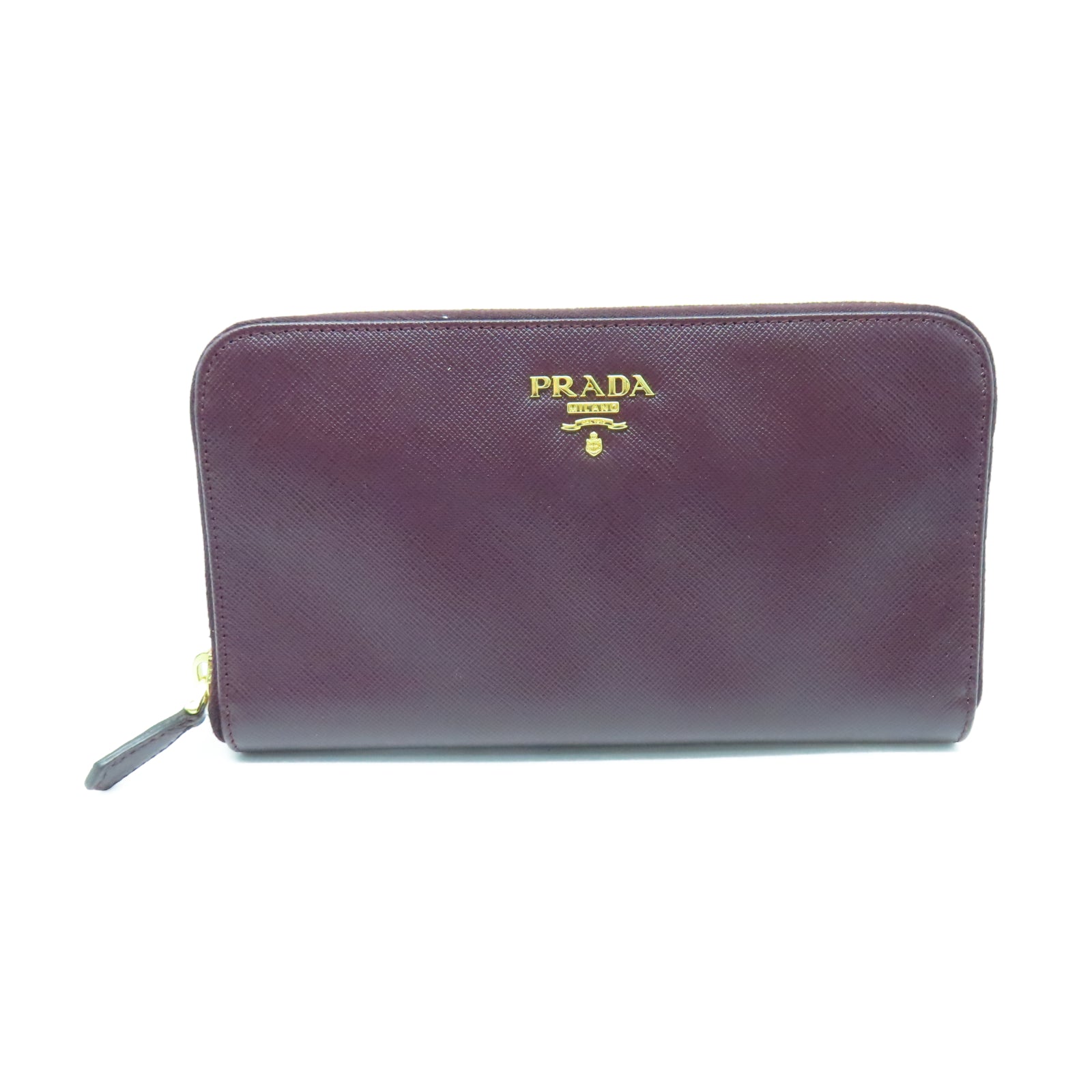 PRADA 【清倉大減價】牛皮皮革Long Wallet金扣錢包紅色