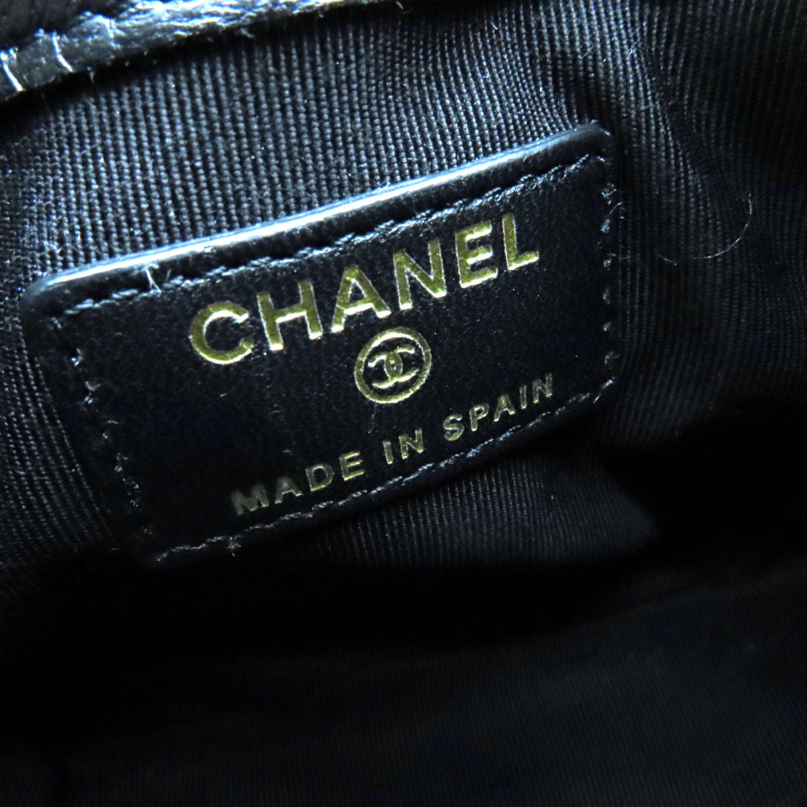 CHANEL 菱格羊皮皮革Chain Shoulder金扣鏈帶肩背袋黑色