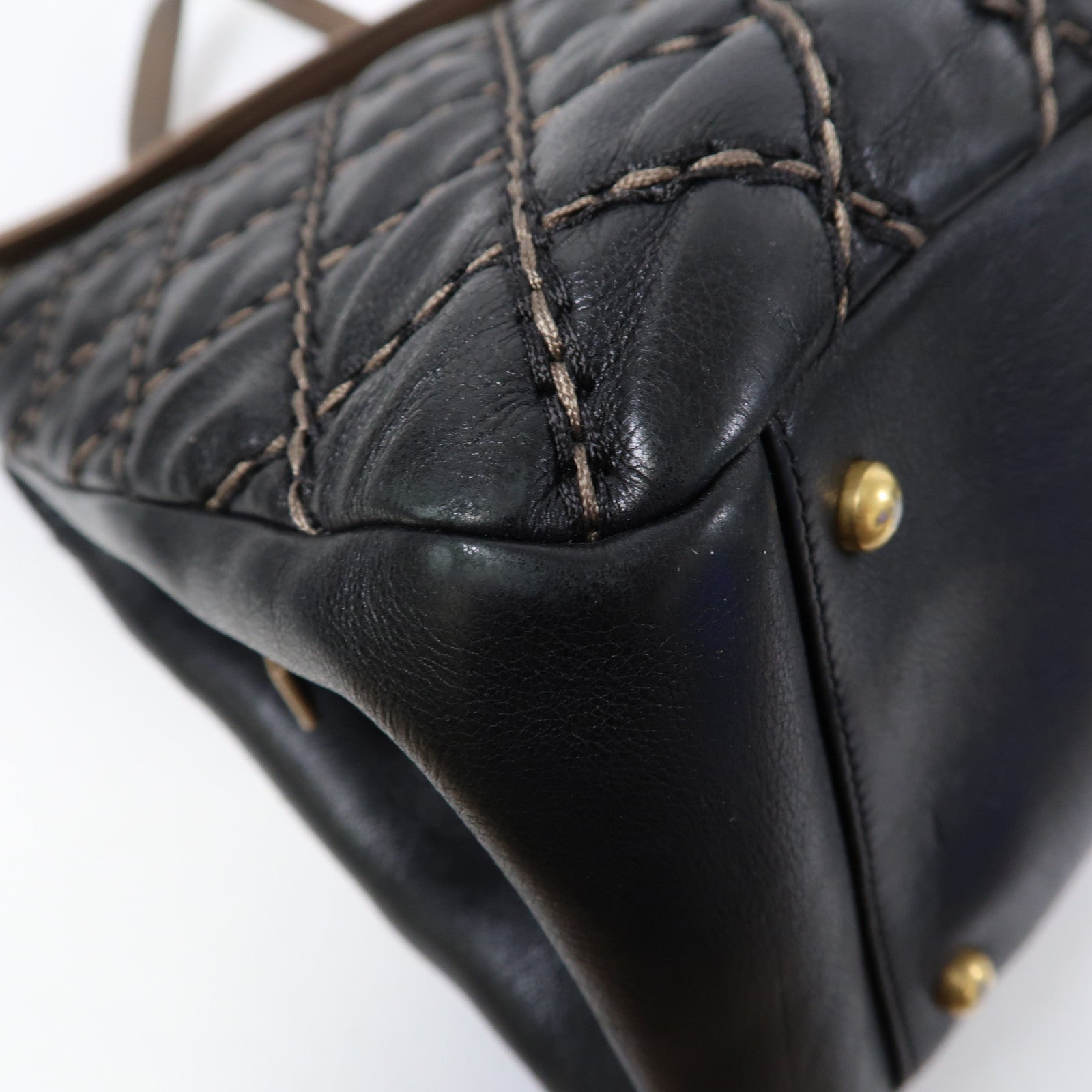 CHANEL 【激減優惠】菱格牛皮皮革Chain Shoulder金扣鏈帶肩背袋黑色