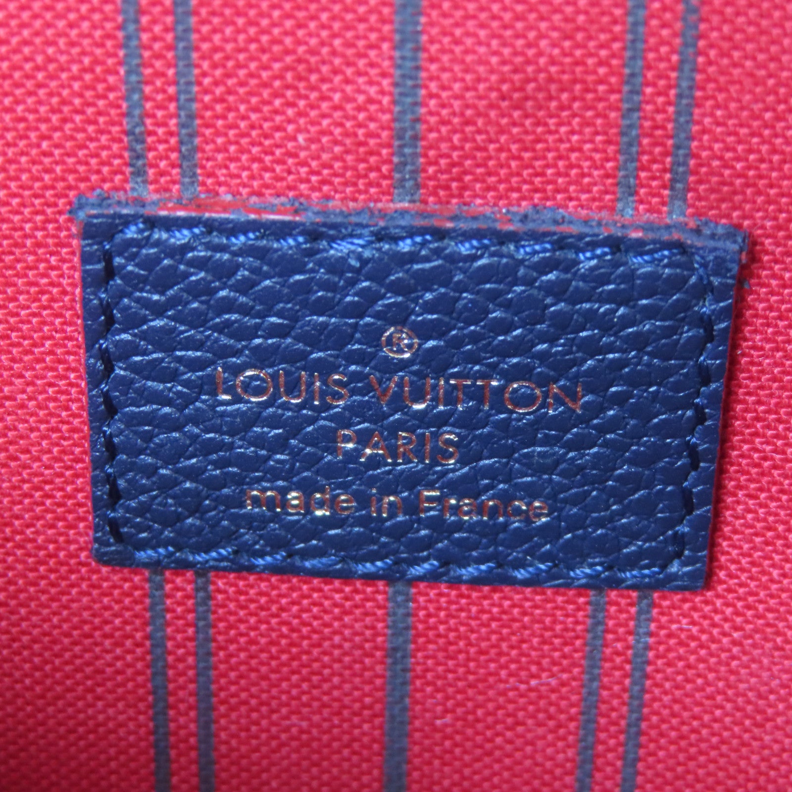 LOUIS VUITTON Monogram Empreinte Metis MM金扣手挽肩背兩用袋深藍色/紅色