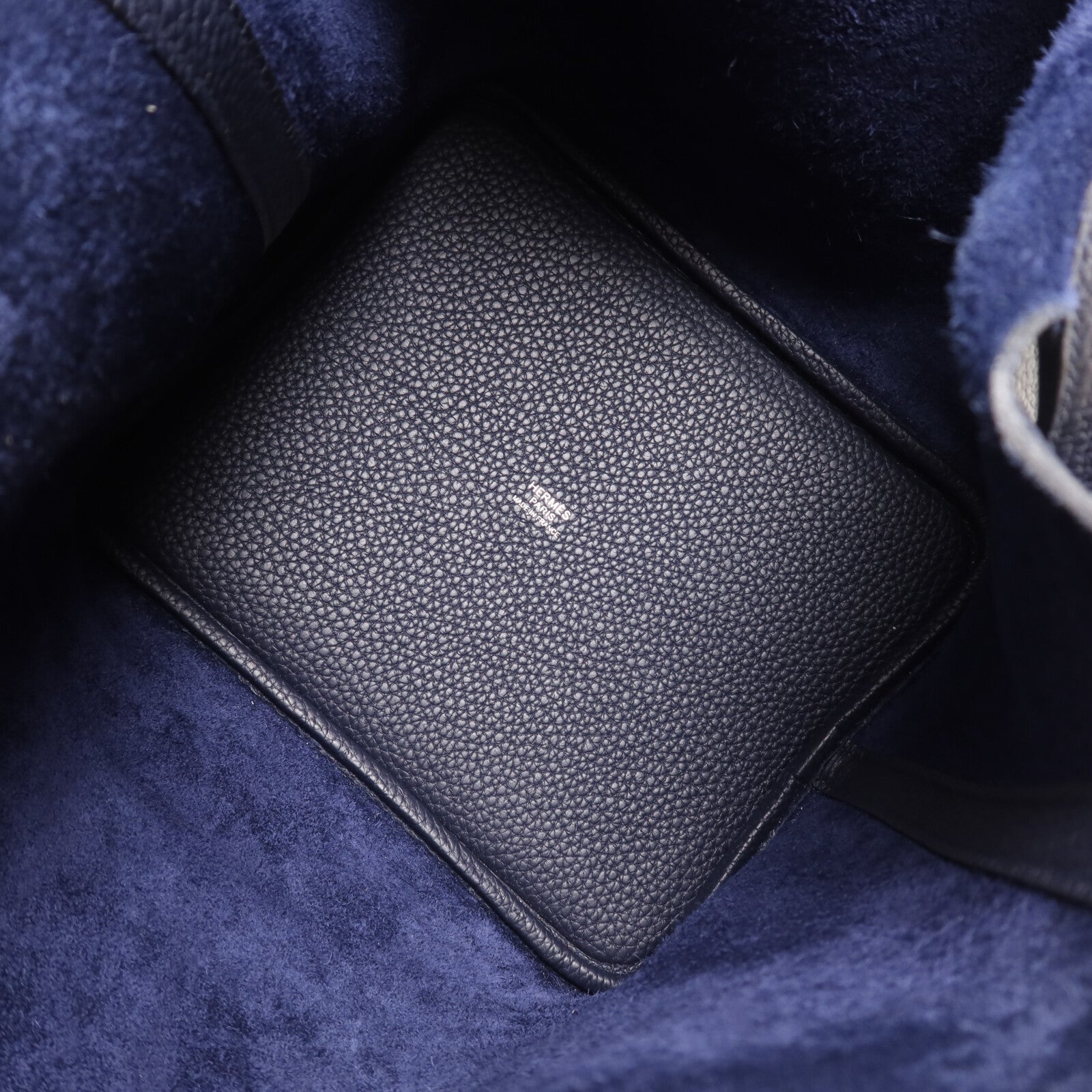 HERMES Clemence皮革Picotin MM扣手挽袋Bleu Nuit