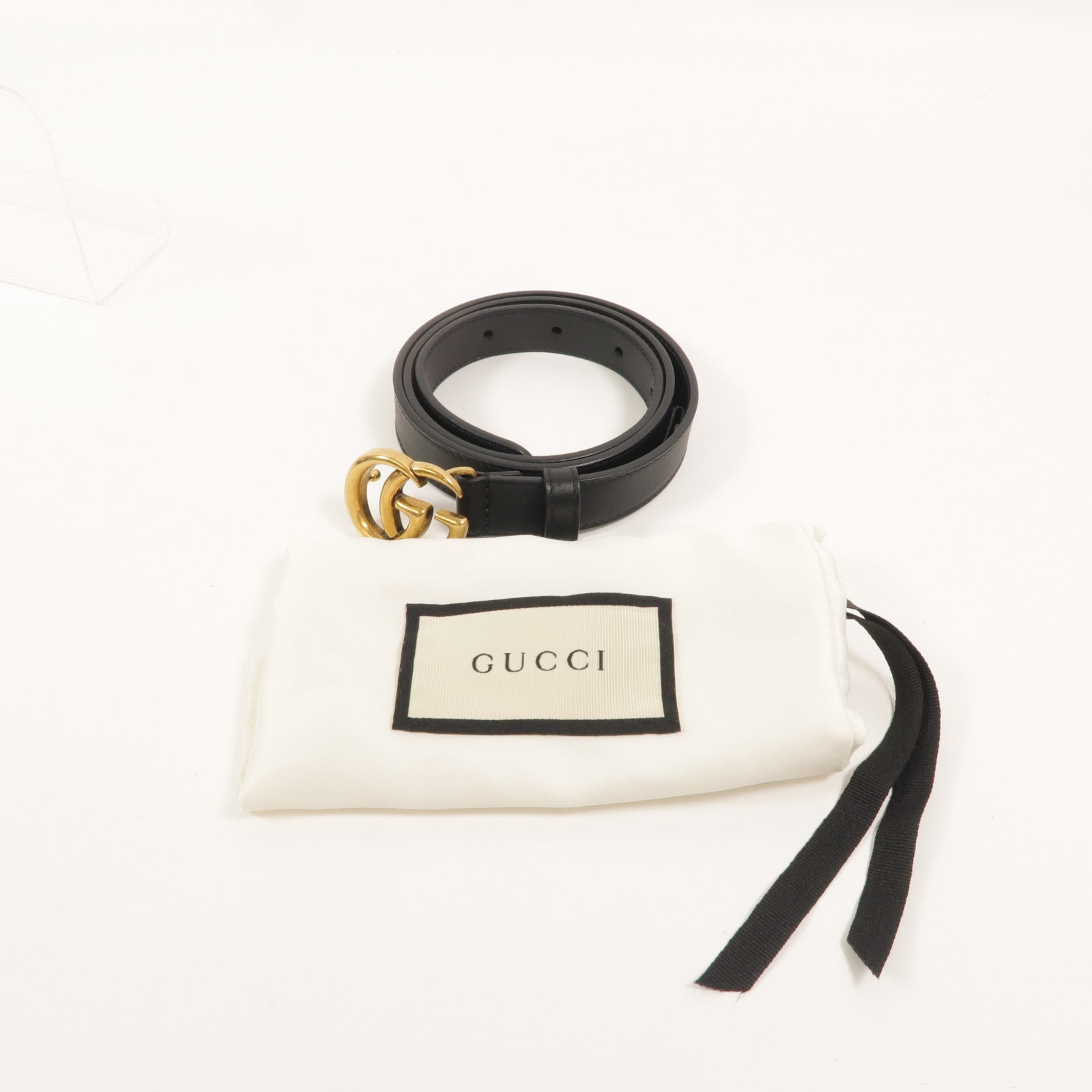 GUCCI 牛皮皮革GG Marmont Thin Belt皮帶