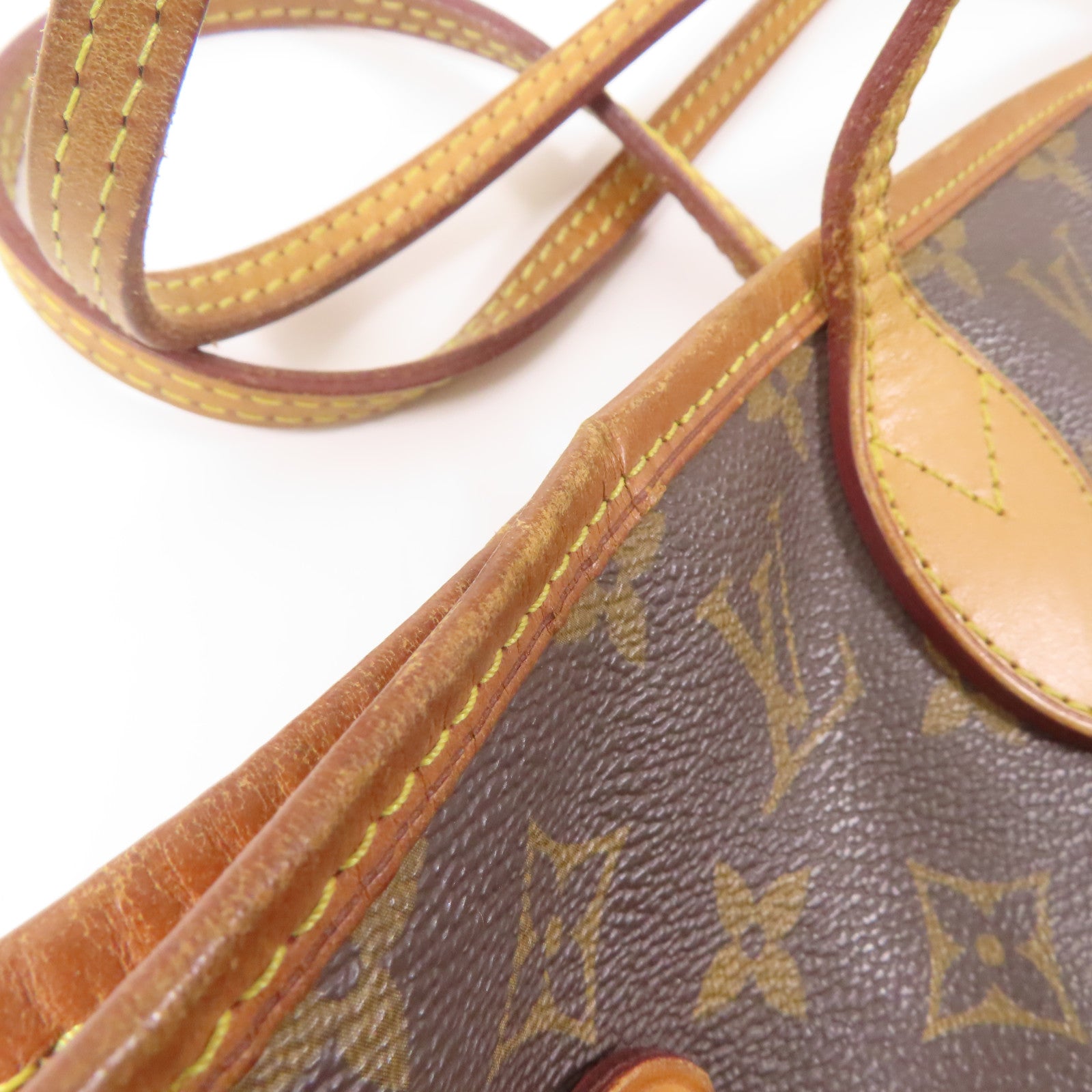 LOUIS VUITTON Monogram Neverfull MM金扣手挽袋棕色