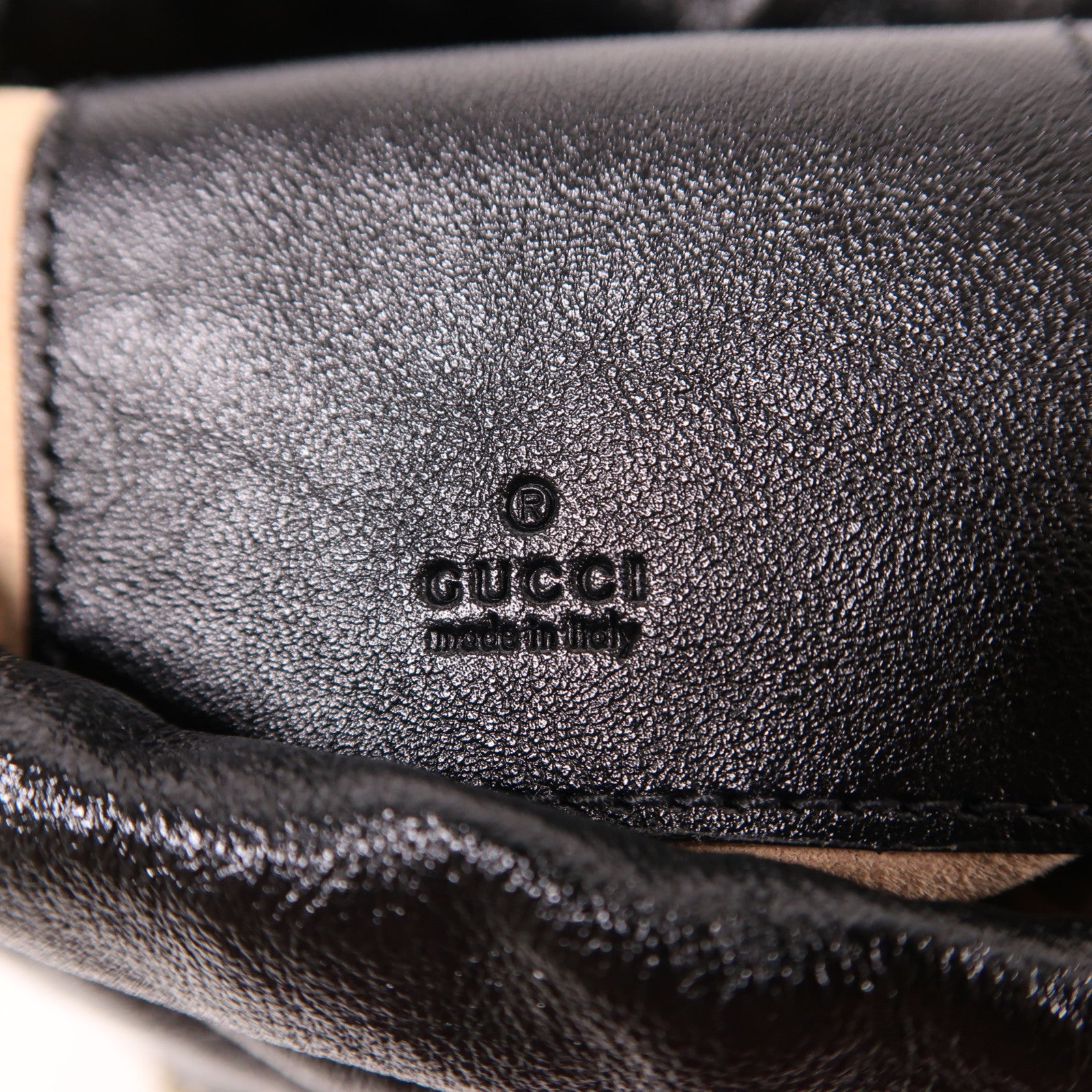 GUCCI GG GHW GG Marmont Bucket Shoulder Bag 573817 Calfskin Leather Black