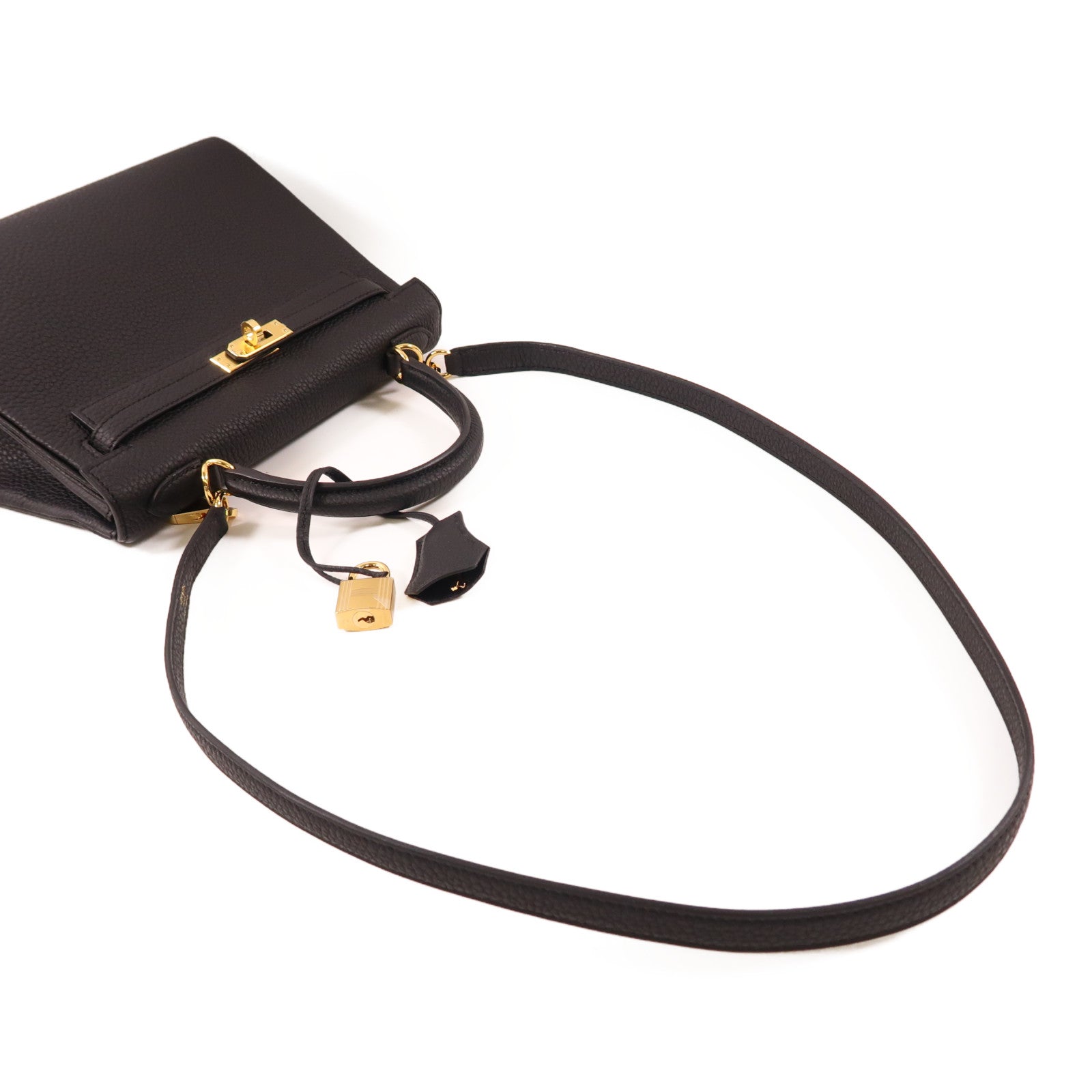 HERMES (PRICE DOWN) GHW Kelly 25 2 Way Bag Togo Leather Black