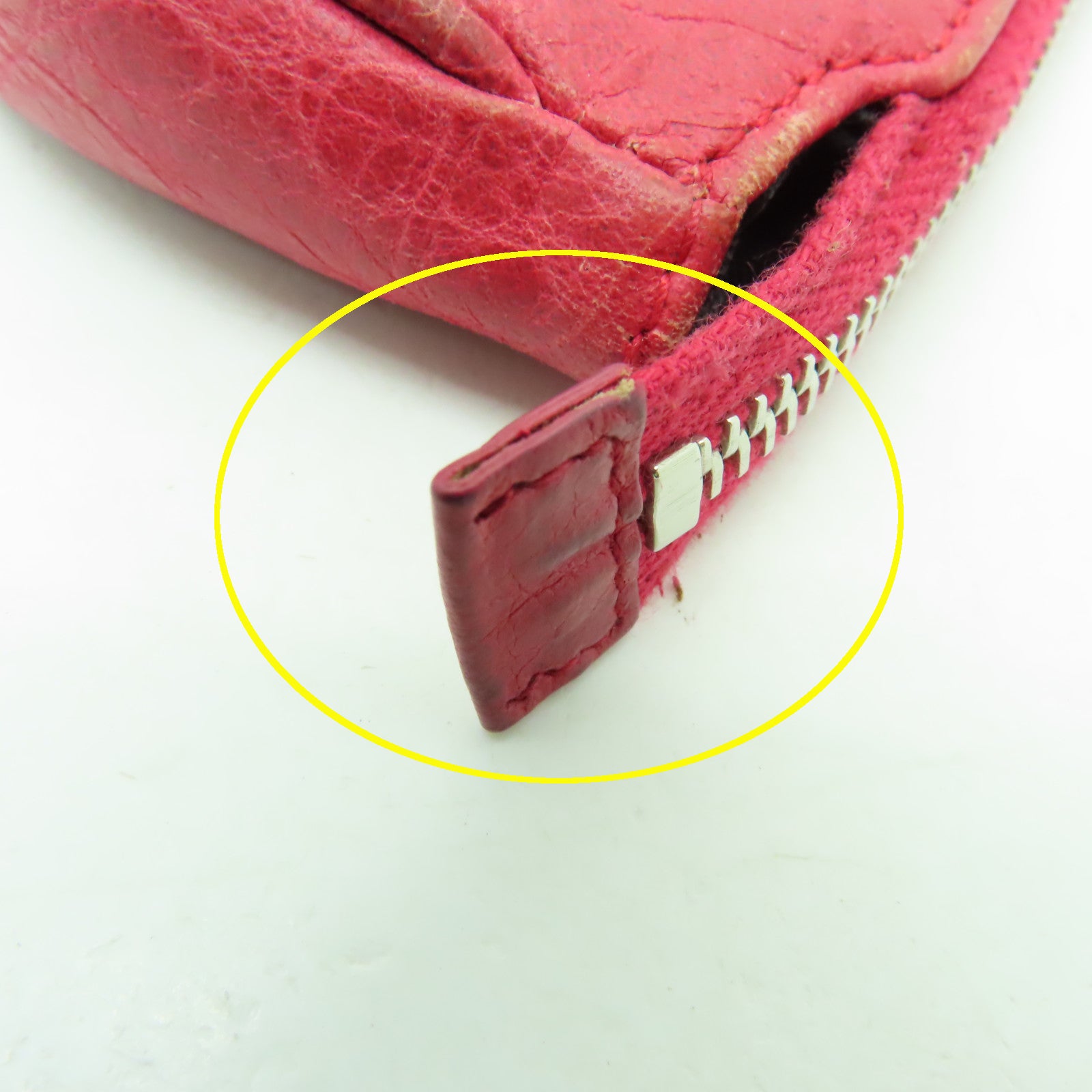 BALENCIAGA 【激減優惠】牛皮皮革Coin Purse銀扣零錢包紅色