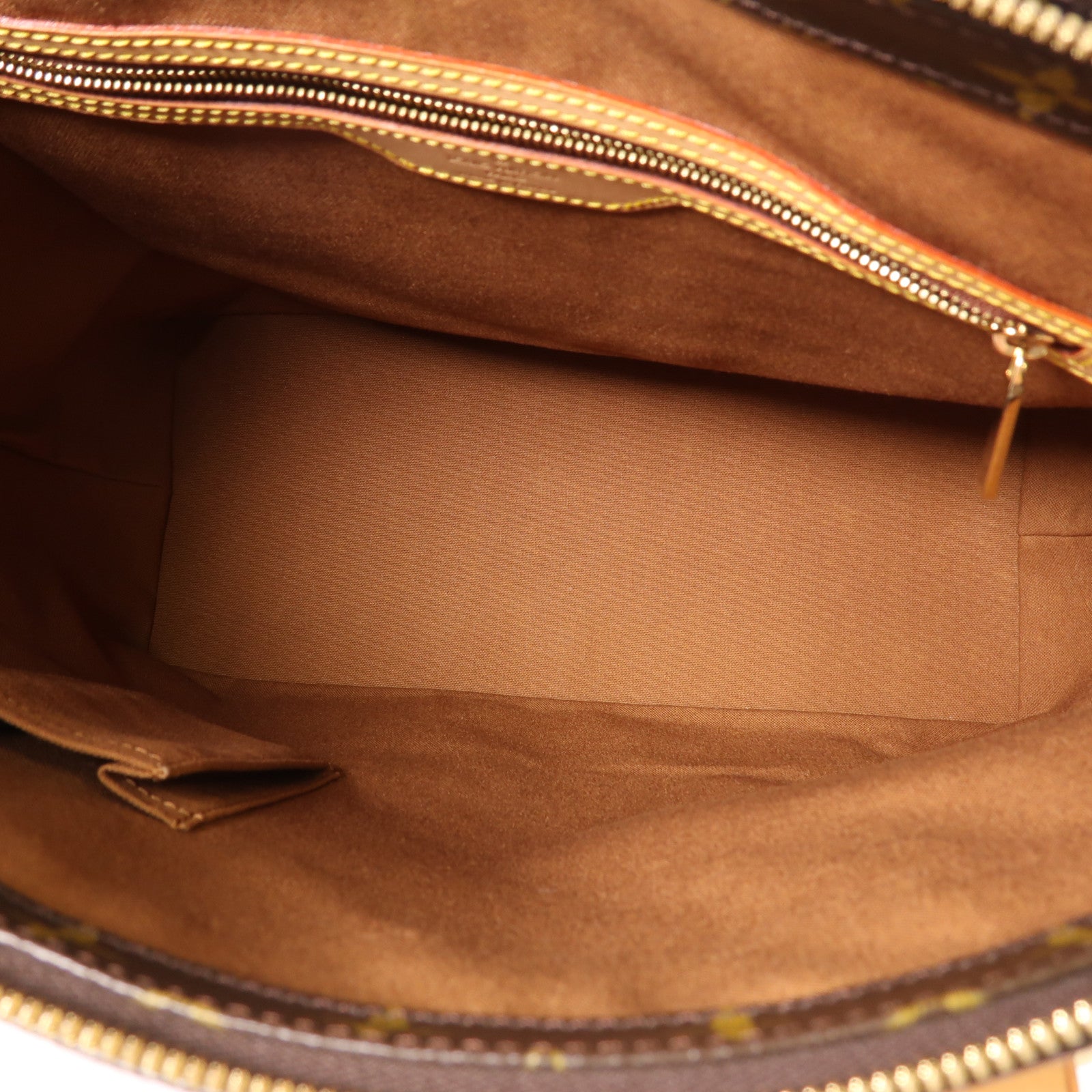 LOUIS VUITTON Monogram Cabas Mezzo金扣肩背袋棕色