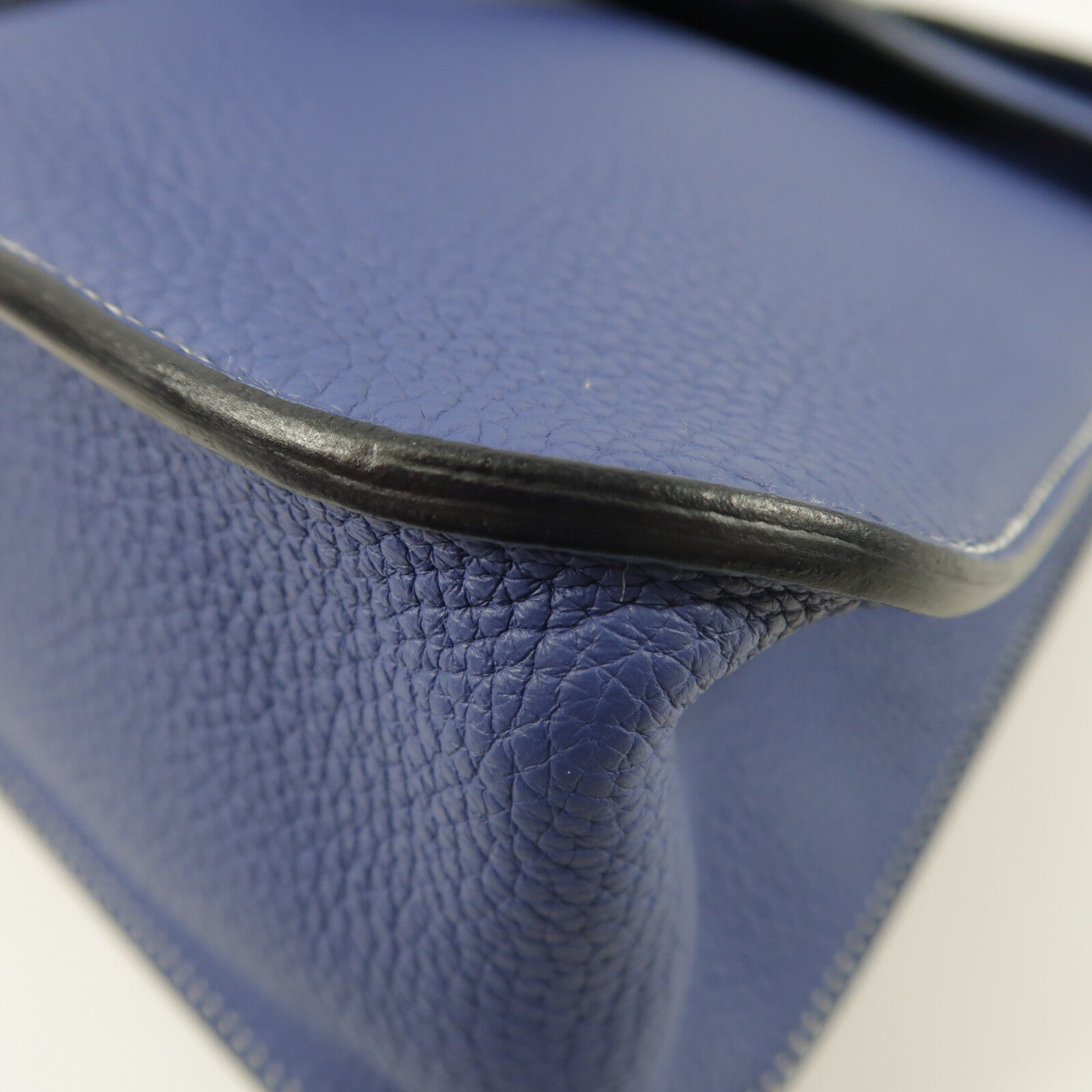 HERMES Clemence皮革Halzan 31銀扣手挽肩背兩用袋Bleu Encre