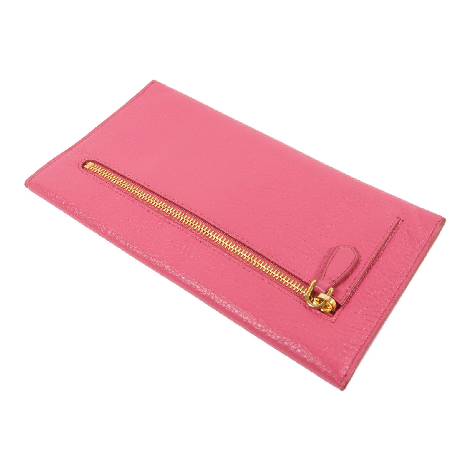 PRADA GHW Envelope Long Wallet Calfskin Leather Pink