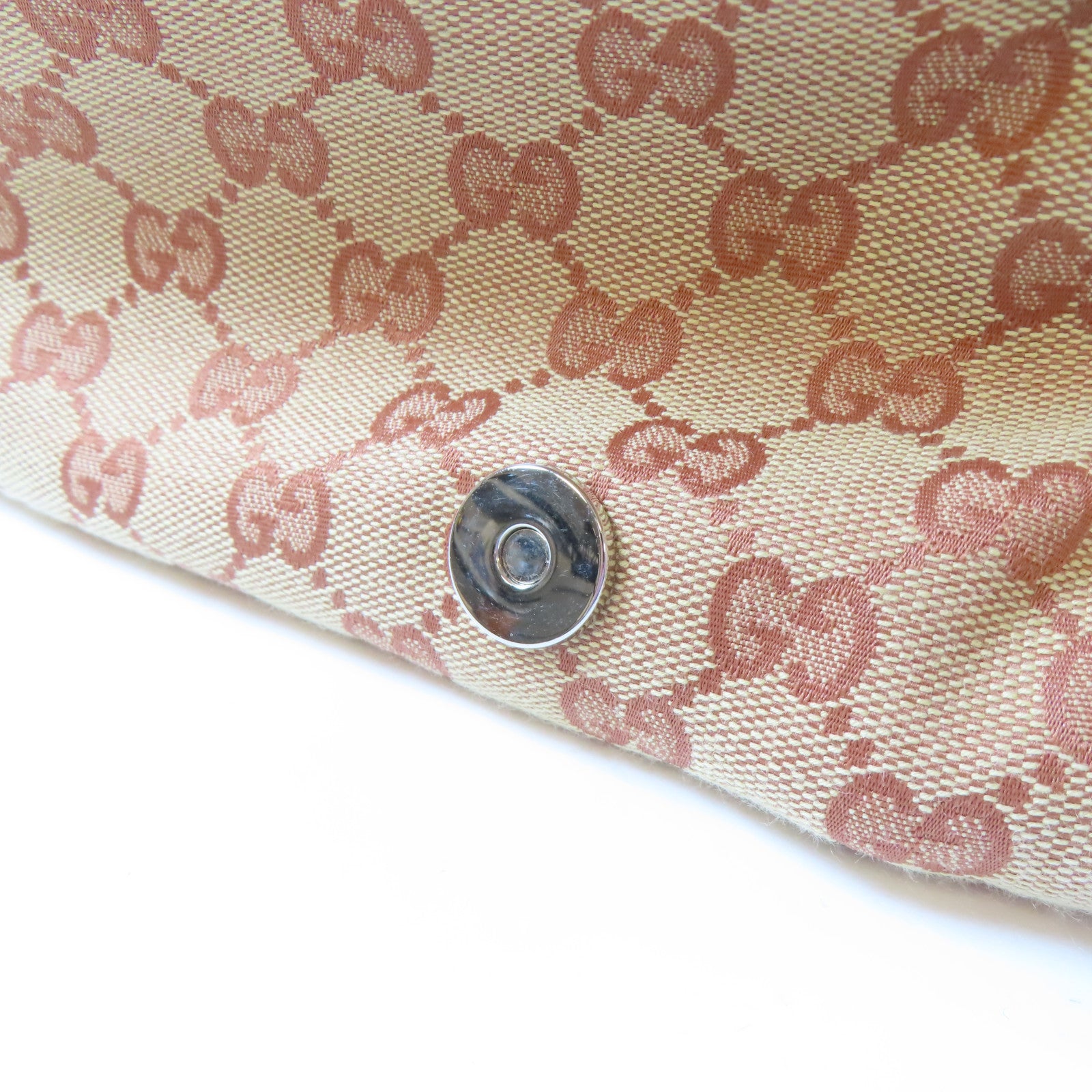 GUCCI 帆布Shoulder Bag銀扣肩背袋啡色