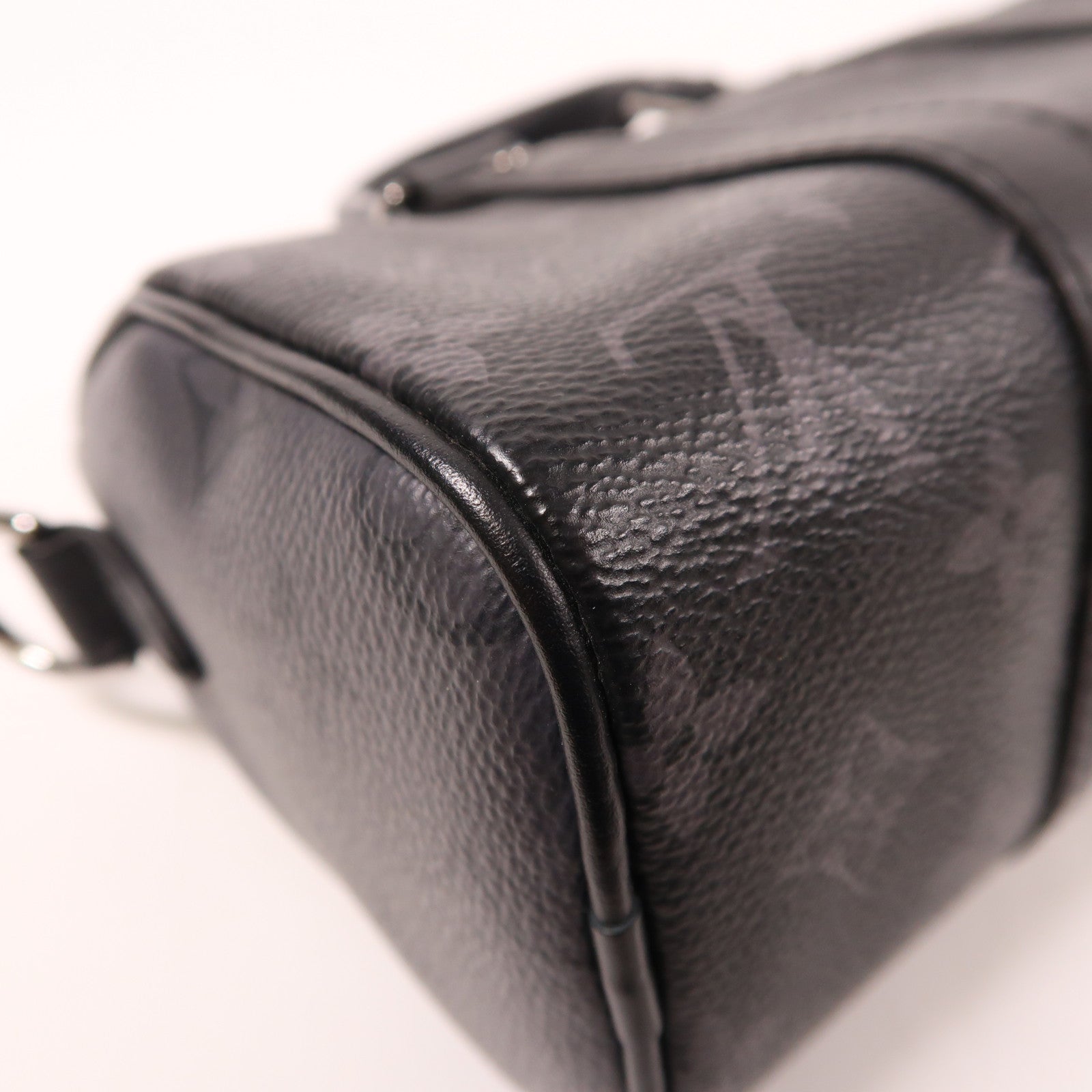 LOUIS VUITTON Monogram Eclipse Keepall XS銀扣手挽肩背兩用袋黑色