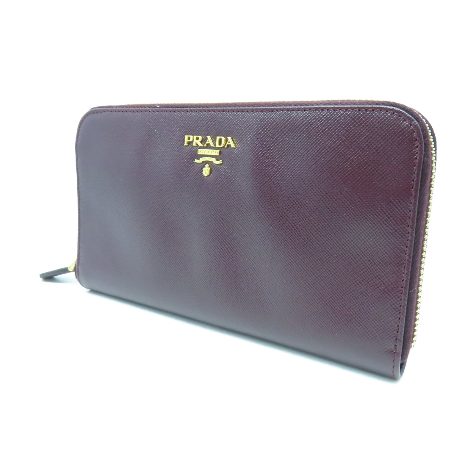 PRADA 【清倉大減價】牛皮皮革Long Wallet金扣錢包紅色