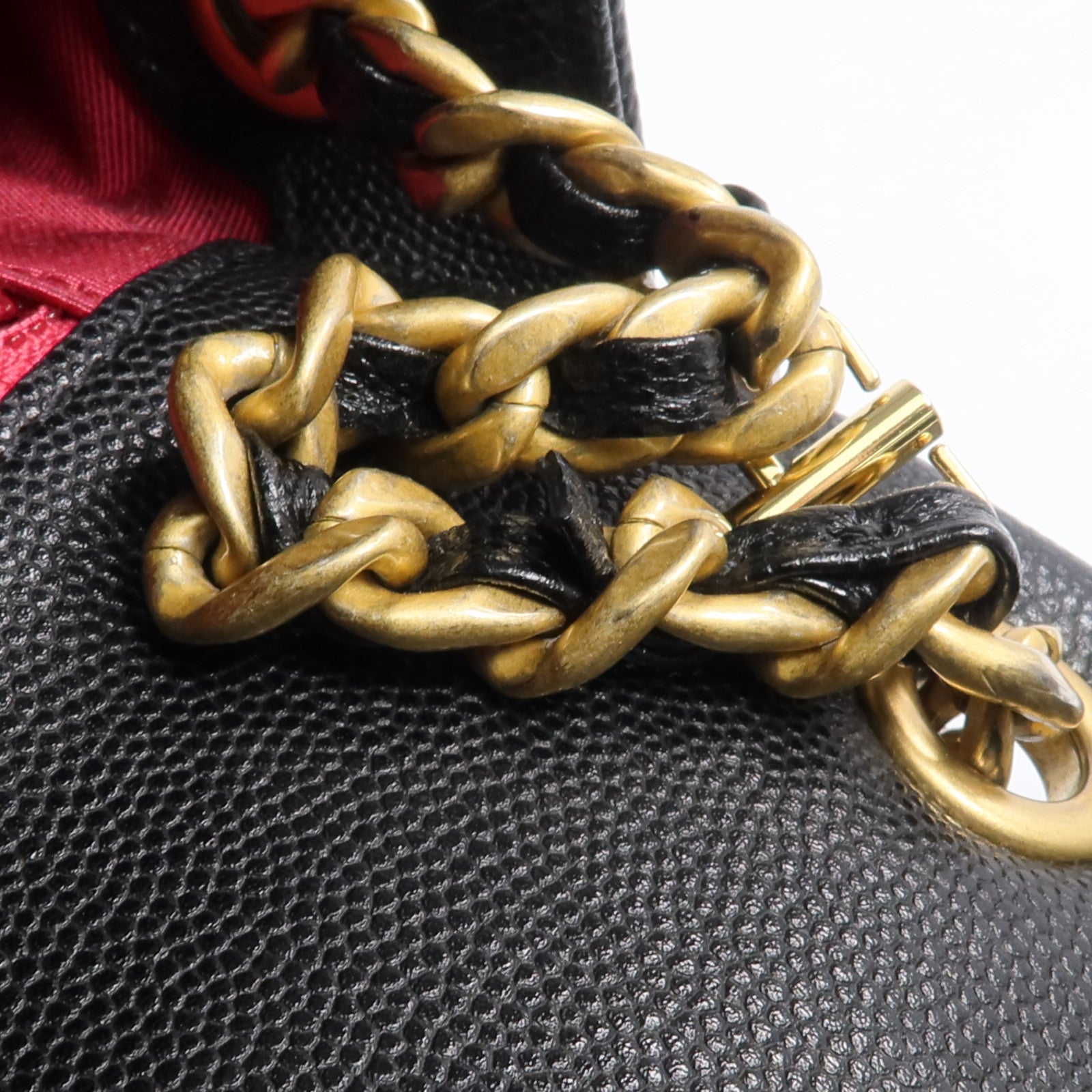 CHANEL 牛皮皮革2 Way Shoulder金扣手挽肩背兩用袋