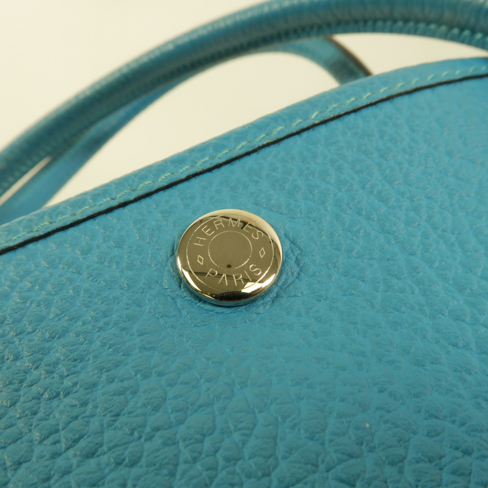 HERMES Clemence皮革Garden Party PM手挽袋Turquoise
