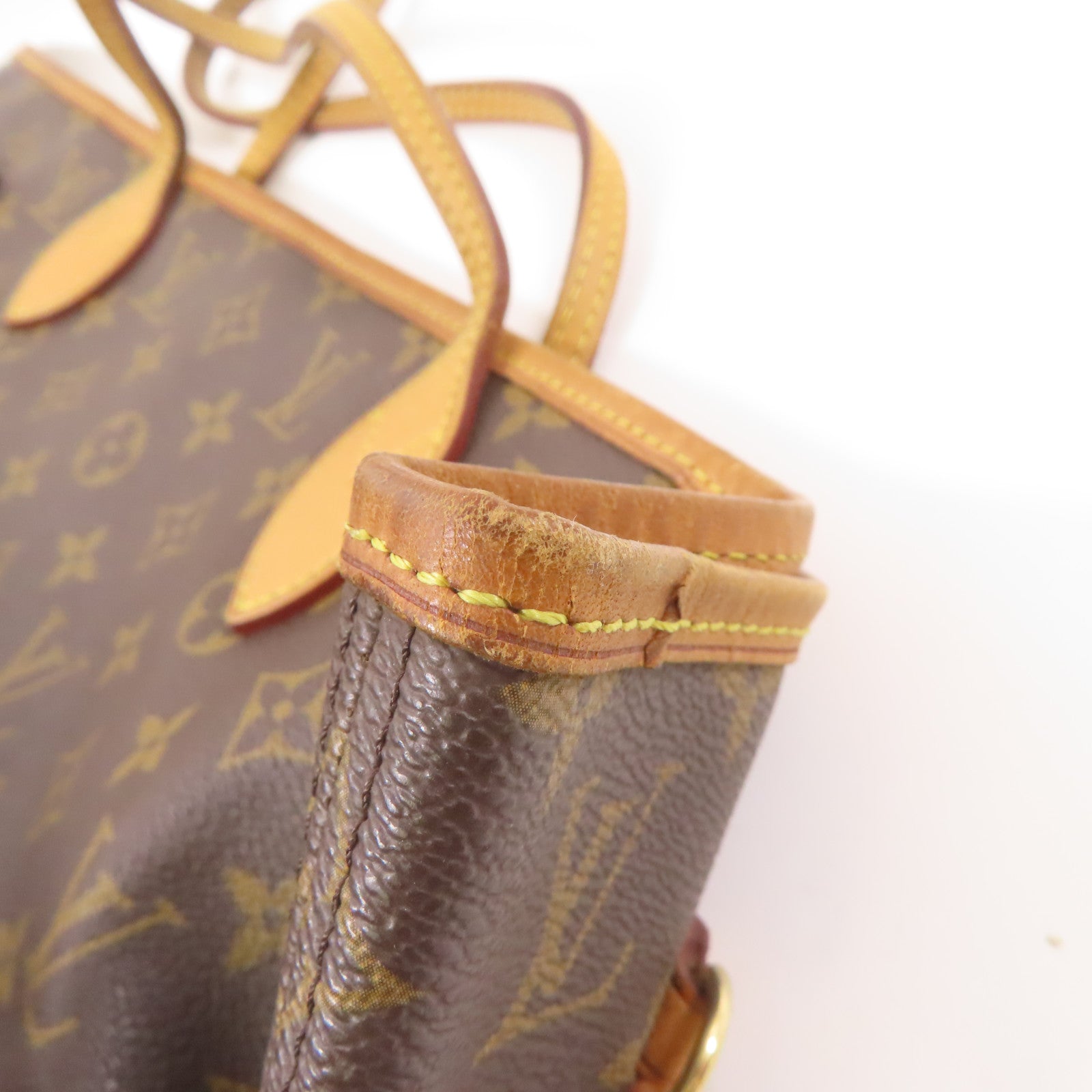 LOUIS VUITTON Monogram Neverfull MM金扣手挽袋棕色