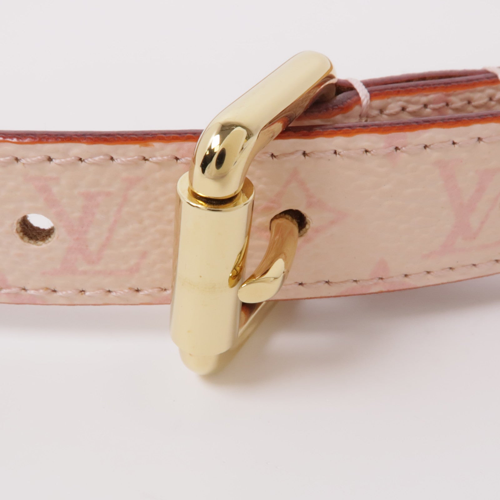 LOUIS VUITTON Monogram/皮革Cherry Blossom Ceinture金扣皮帶