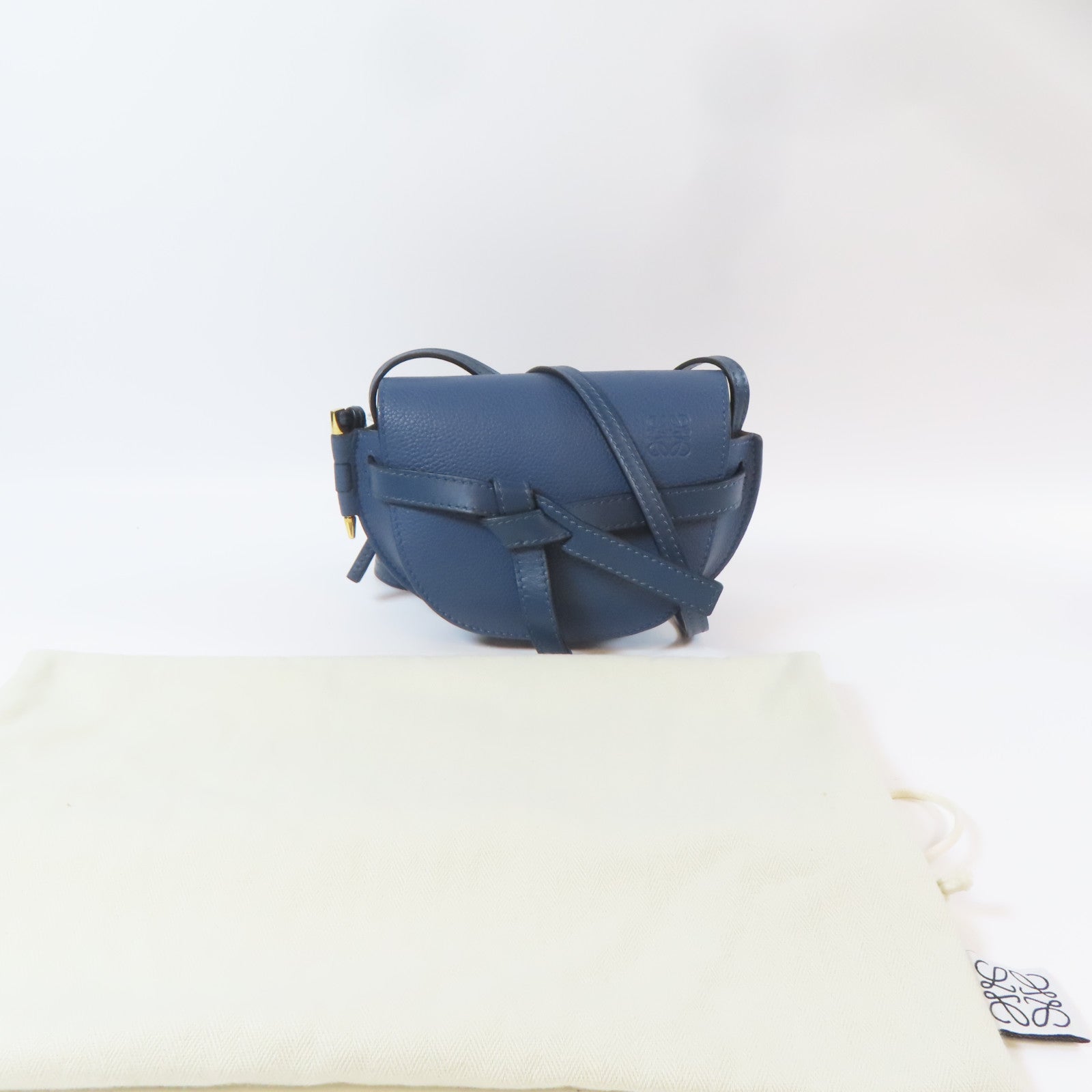 LOEWE 【激減優惠】牛皮皮革Mini Gate金扣肩背袋藍色