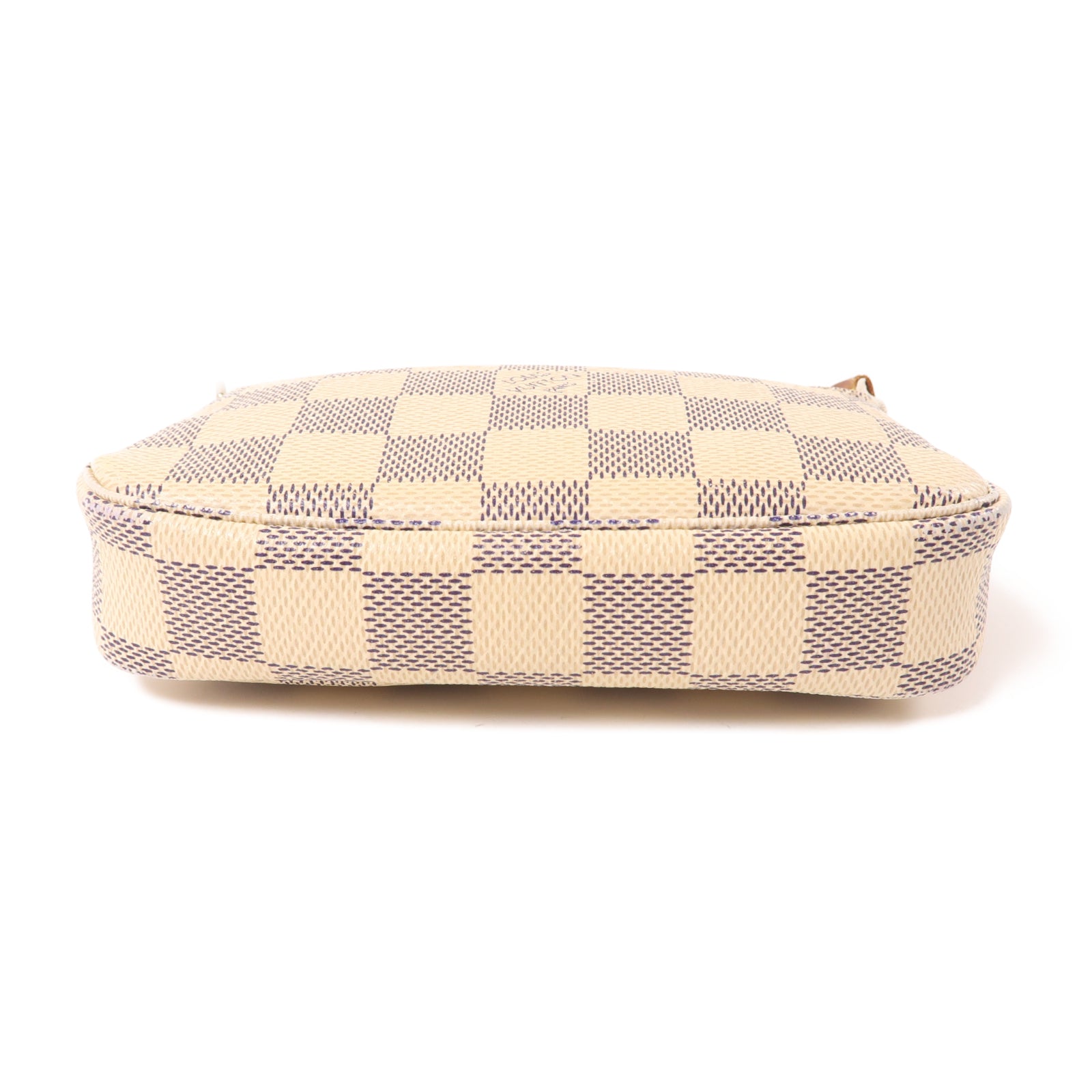 LOUIS VUITTON Damier Azur Mini Pochette Accessoires金扣手挽袋白色