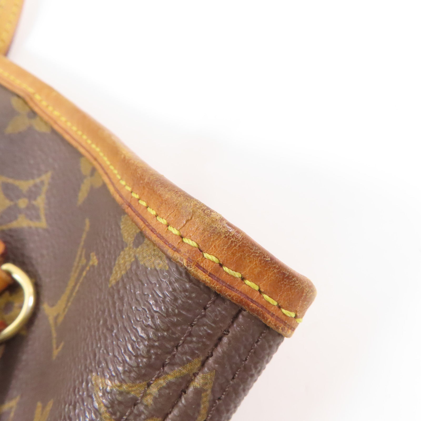 LOUIS VUITTON Monogram Neverfull MM金扣手挽袋棕色