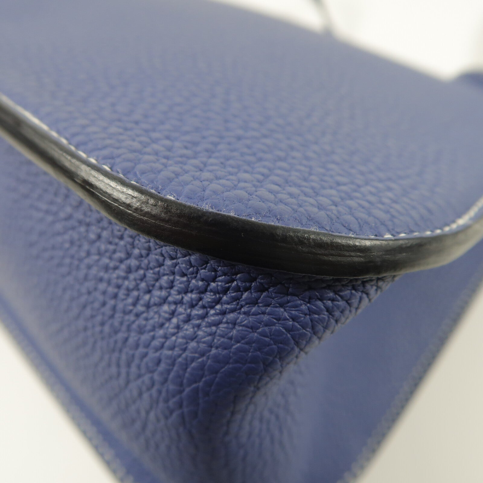 HERMES Clemence皮革Halzan 31銀扣手挽肩背兩用袋Bleu Encre
