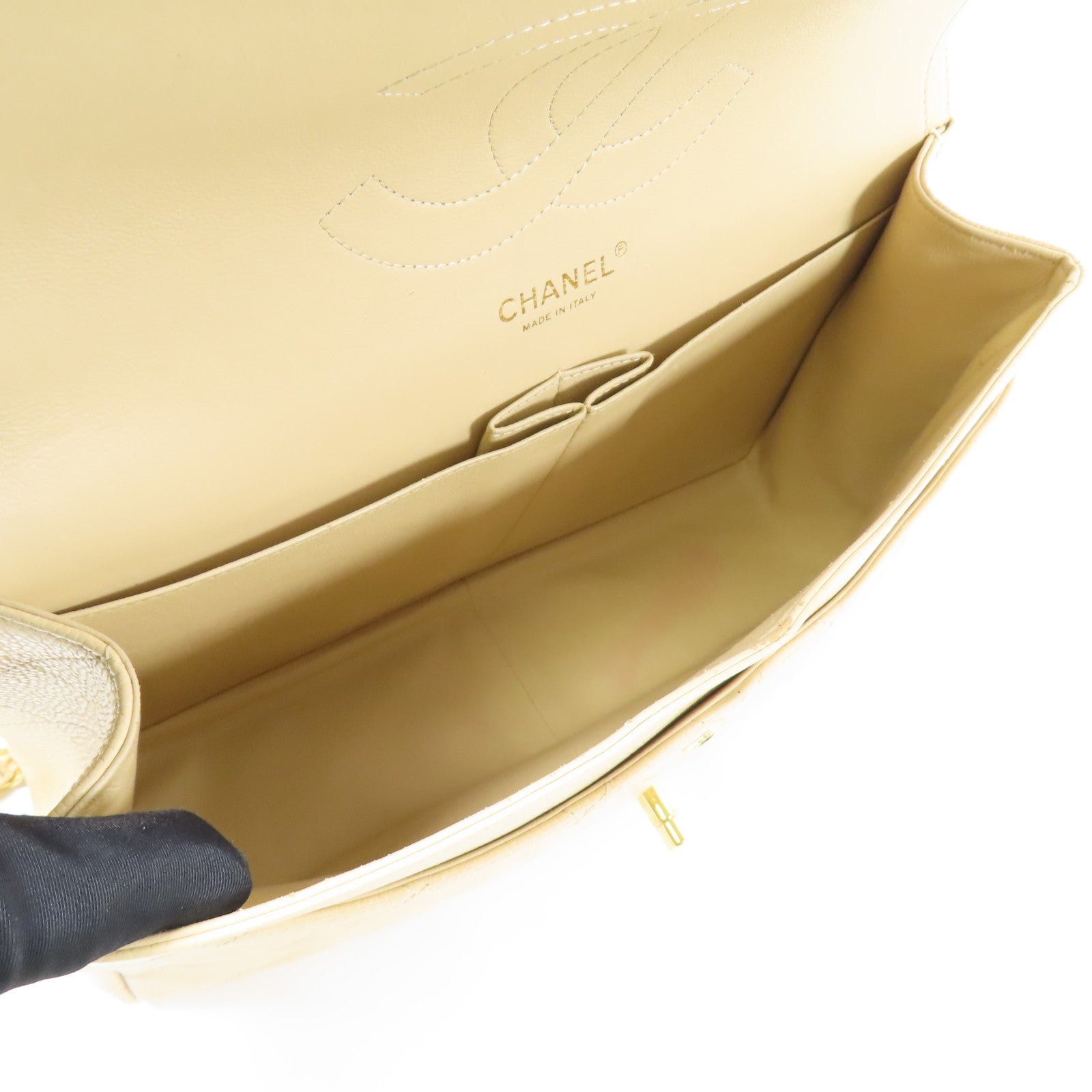 CHANEL 牛皮皮革Large Classic金扣鏈帶肩背袋