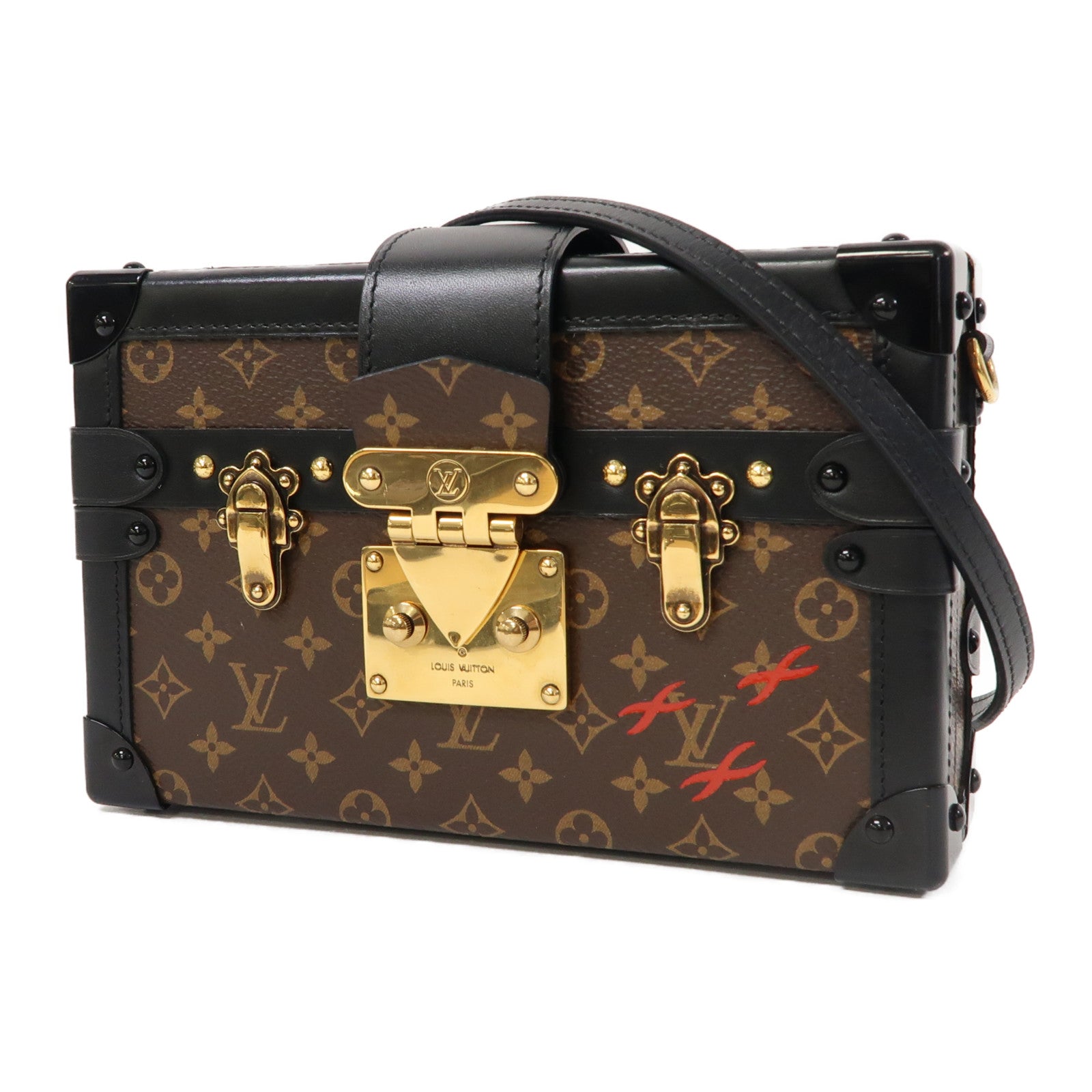 LOUIS VUITTON Monogram Petite Malle金扣肩背袋啡色/黑色