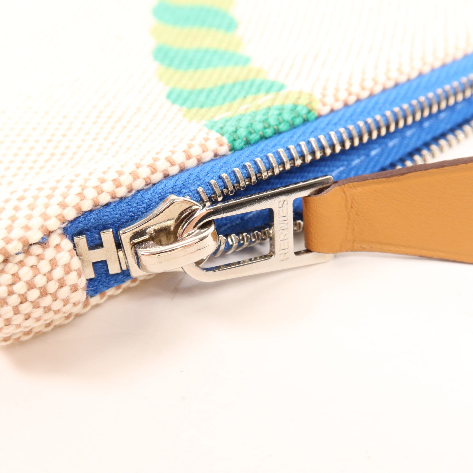 HERMES 棉質Trousse Flat銀扣手拿包