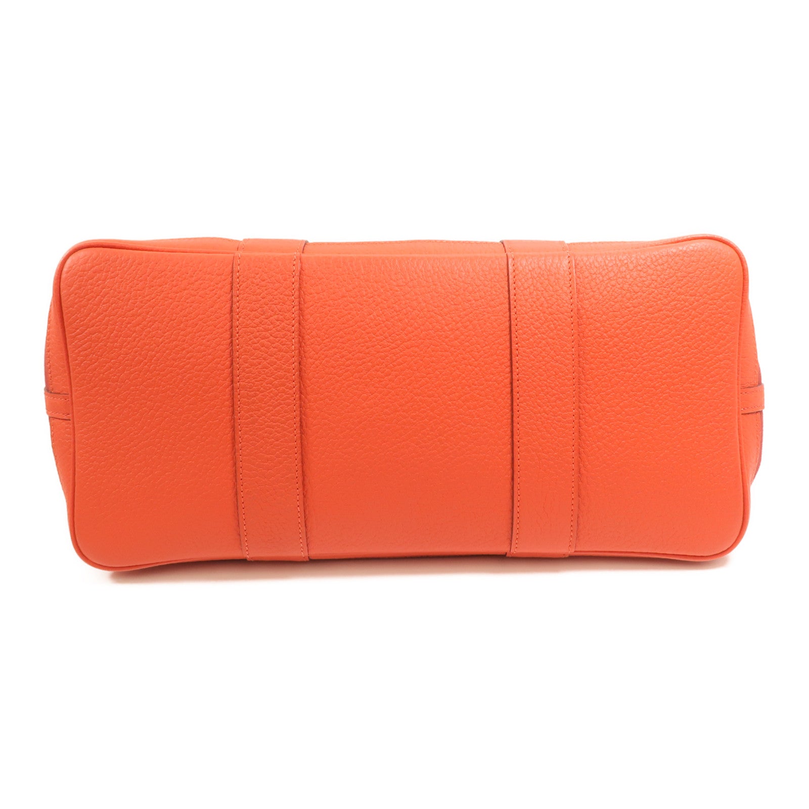HERMES 【激減優惠】帆布GardenParty PM銀扣手挽袋Rouge Tomate/Capucin