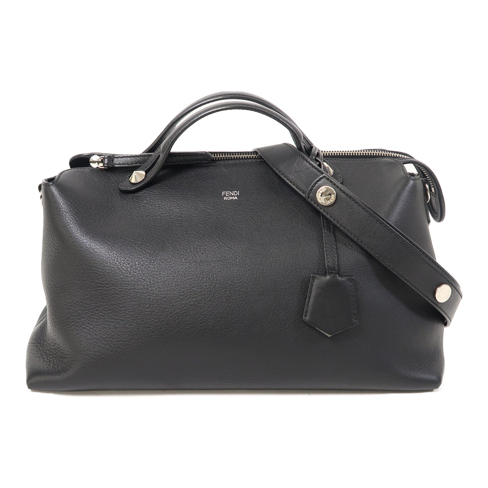 FENDI 牛皮皮革By The Way銀扣手挽肩背兩用袋黑色