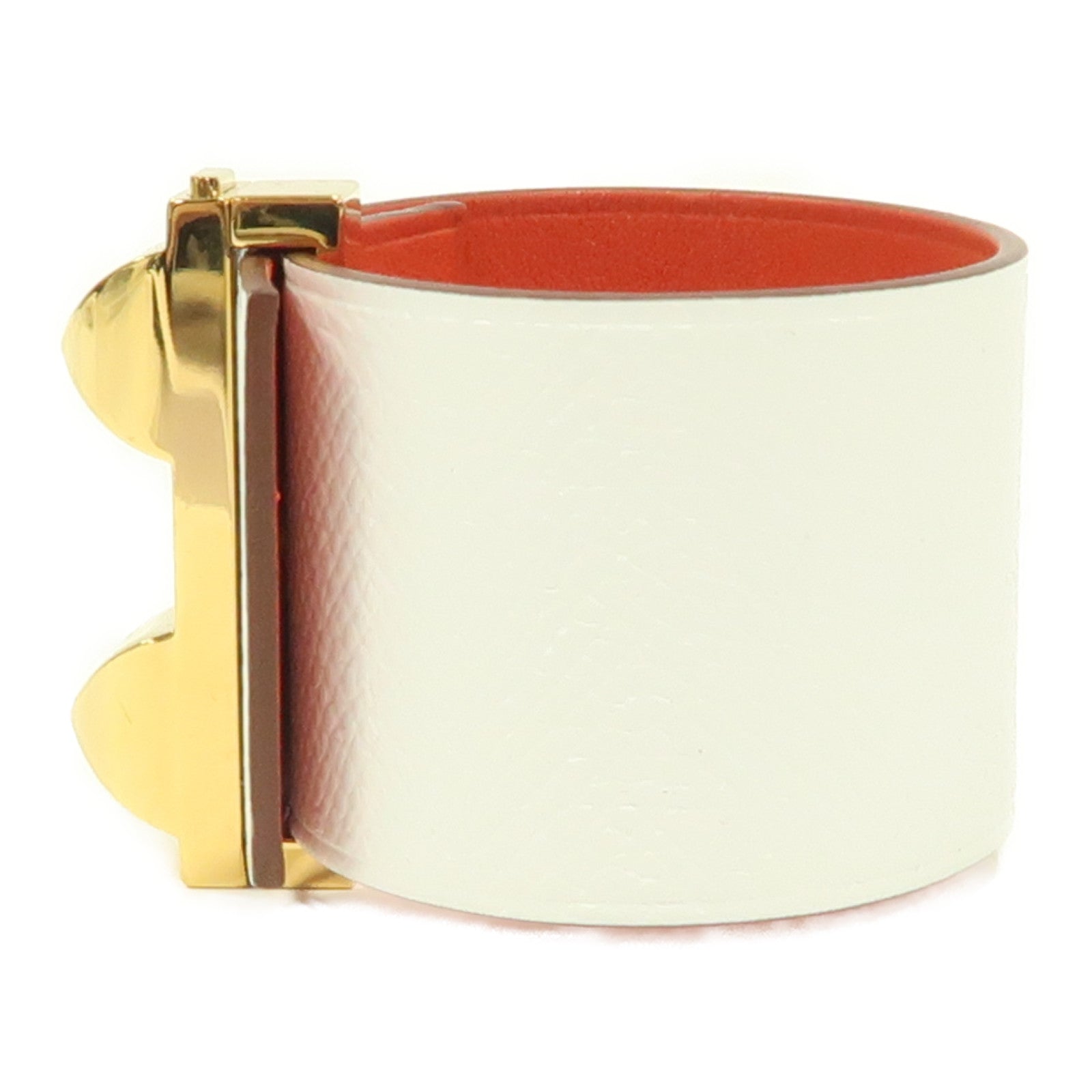 HERMES Epsom皮革Imprevisible Bracelet金扣手鐲白色/紅色