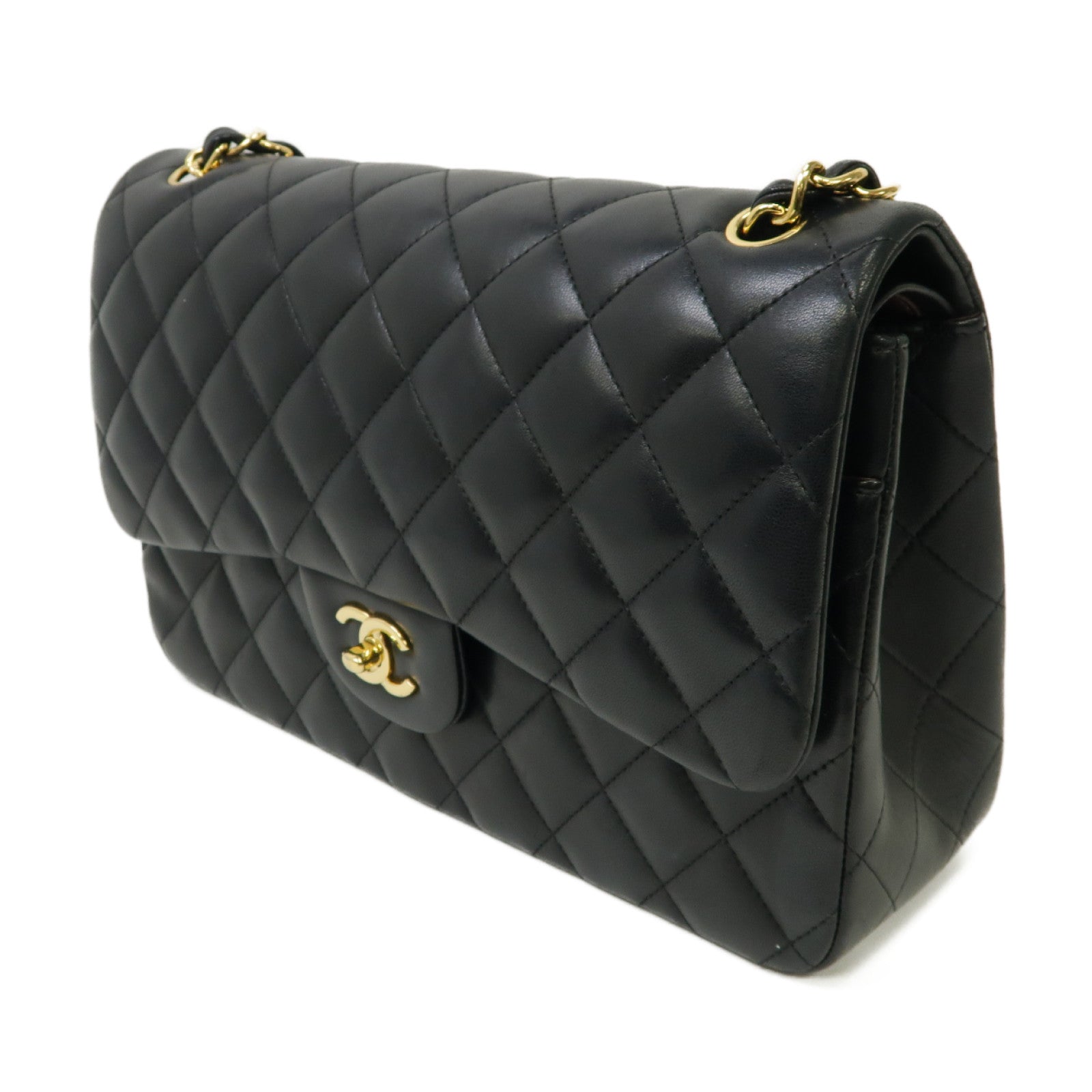 CHANEL 【激減優惠】菱格羊皮皮革Classic Jumbo金扣鏈帶肩背袋黒色