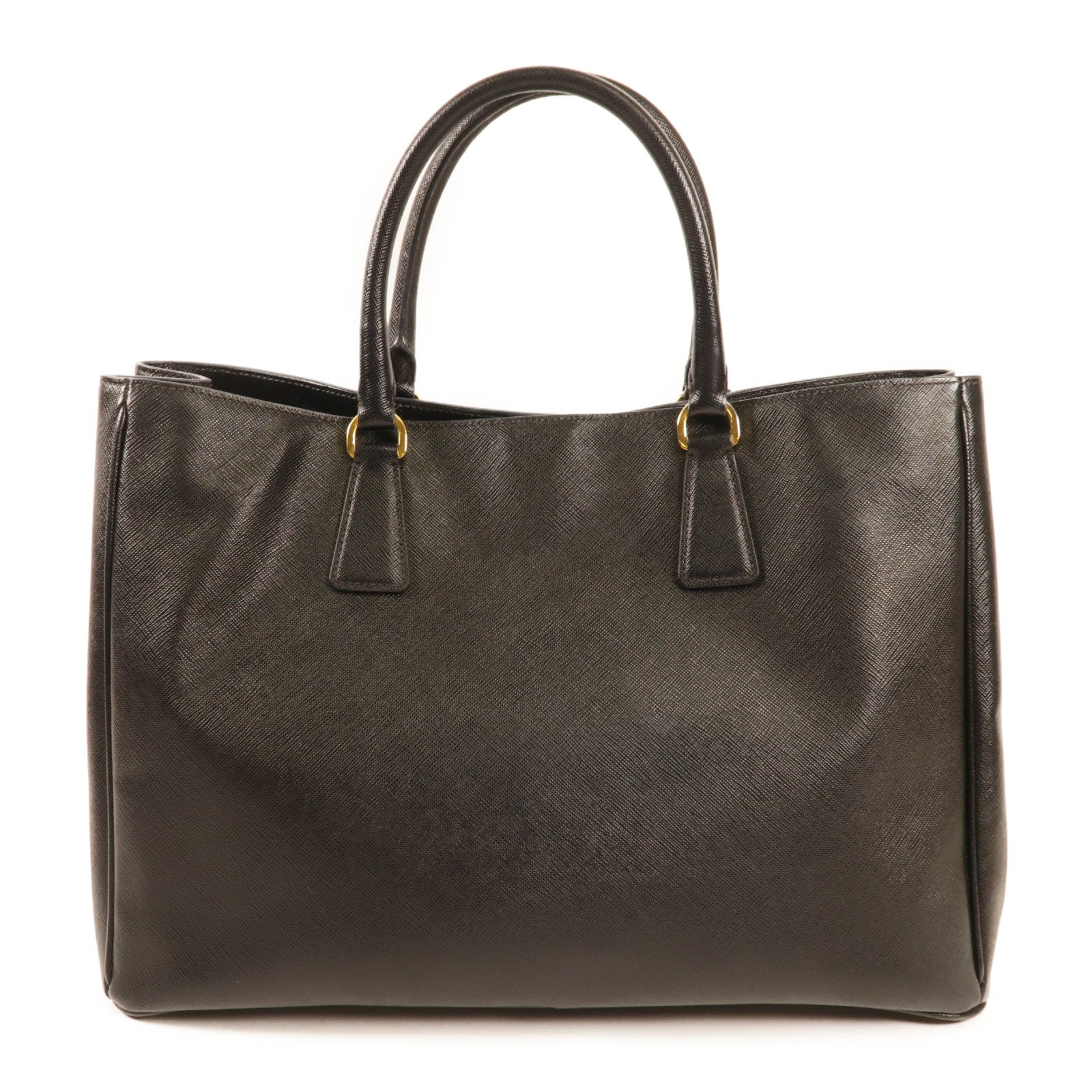 PRADA GHW Saffiano Large Hand Bag Calfskin Leather Black