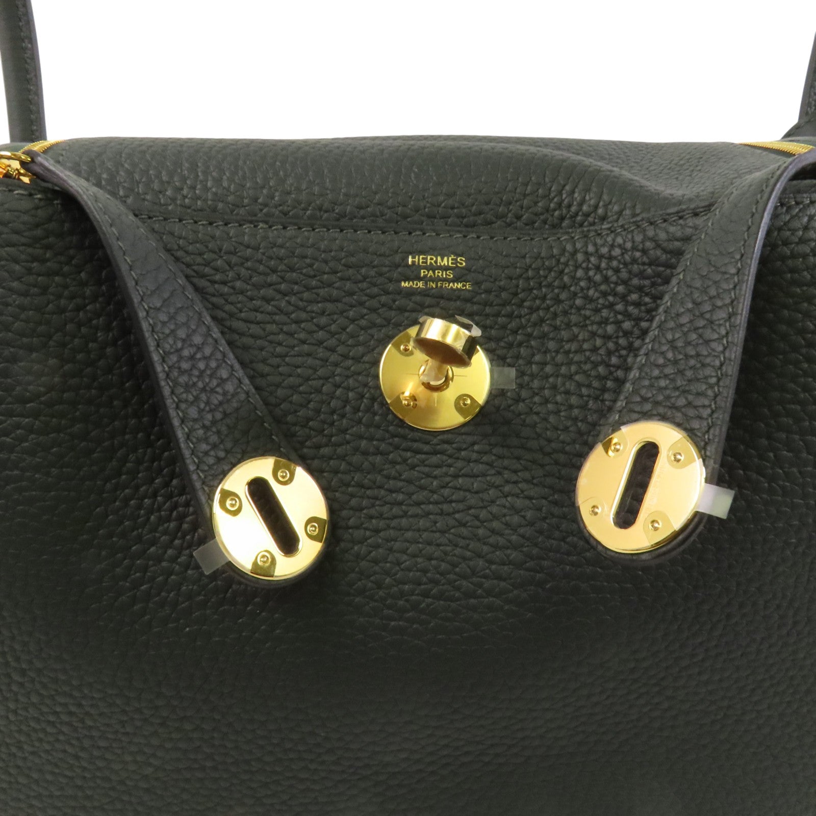 HERMES Clemence皮革Lindy 26金扣肩背袋