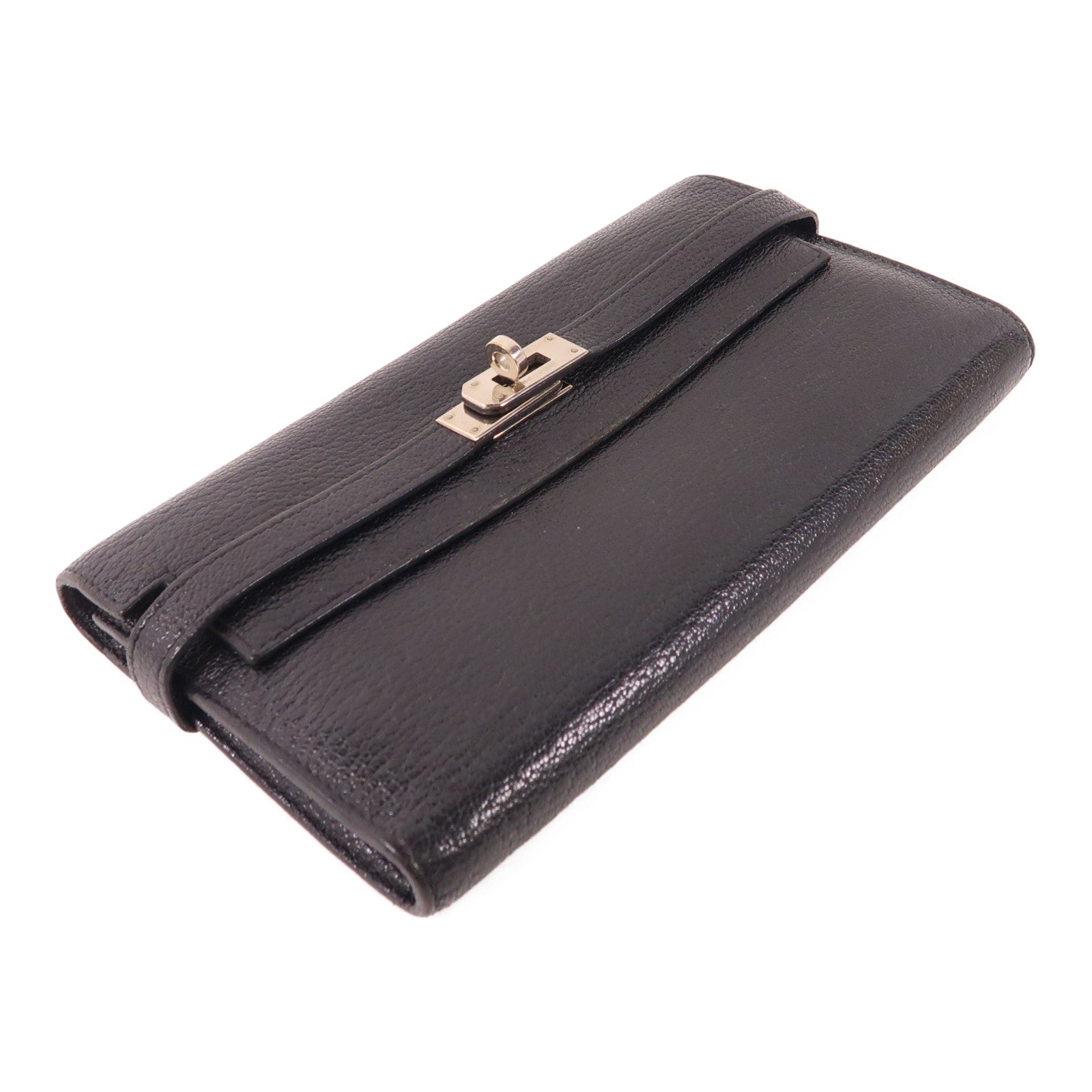 HERMES Chevre皮革Kelly Wallet銀扣長錢包