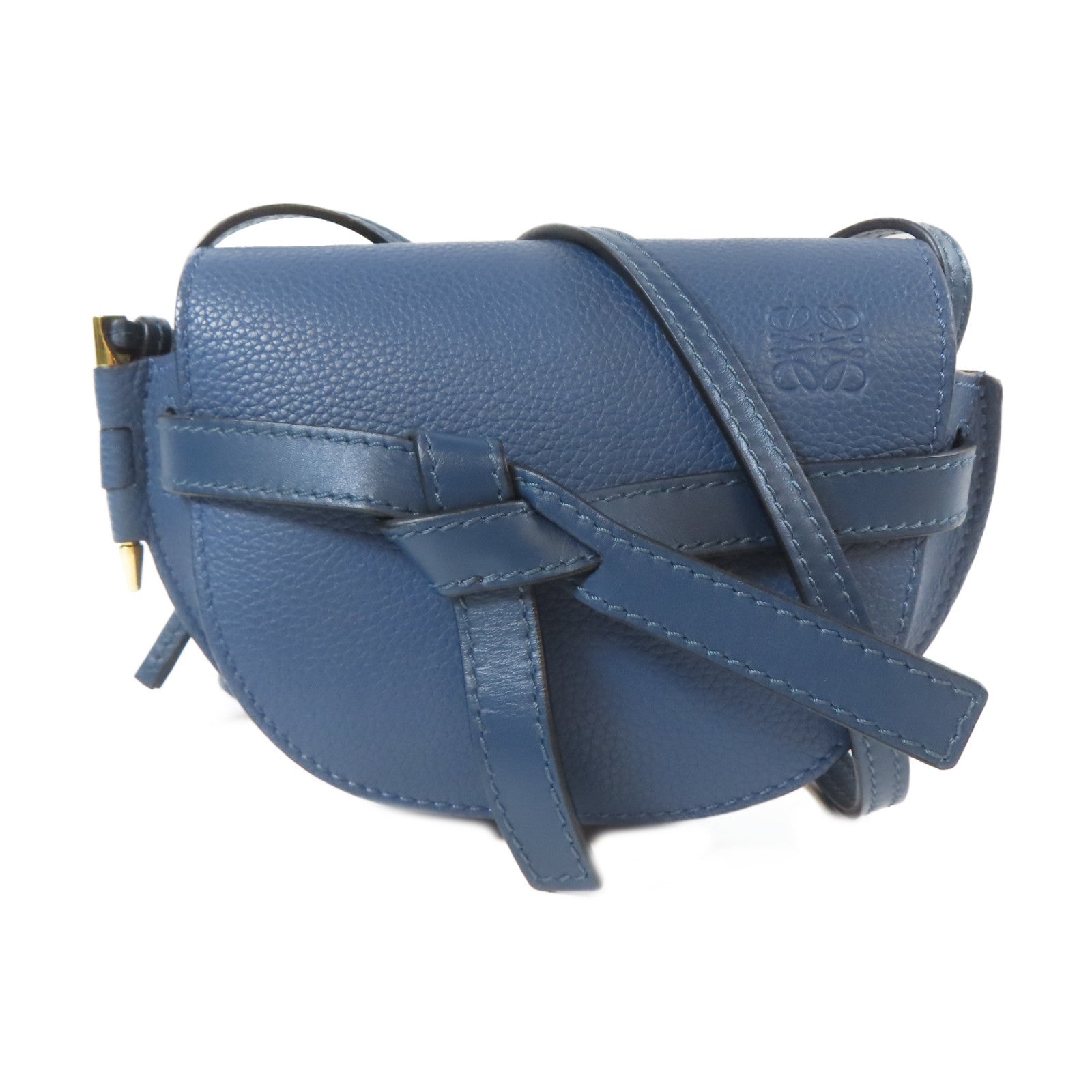 LOEWE 【激減優惠】牛皮皮革Mini Gate金扣肩背袋藍色