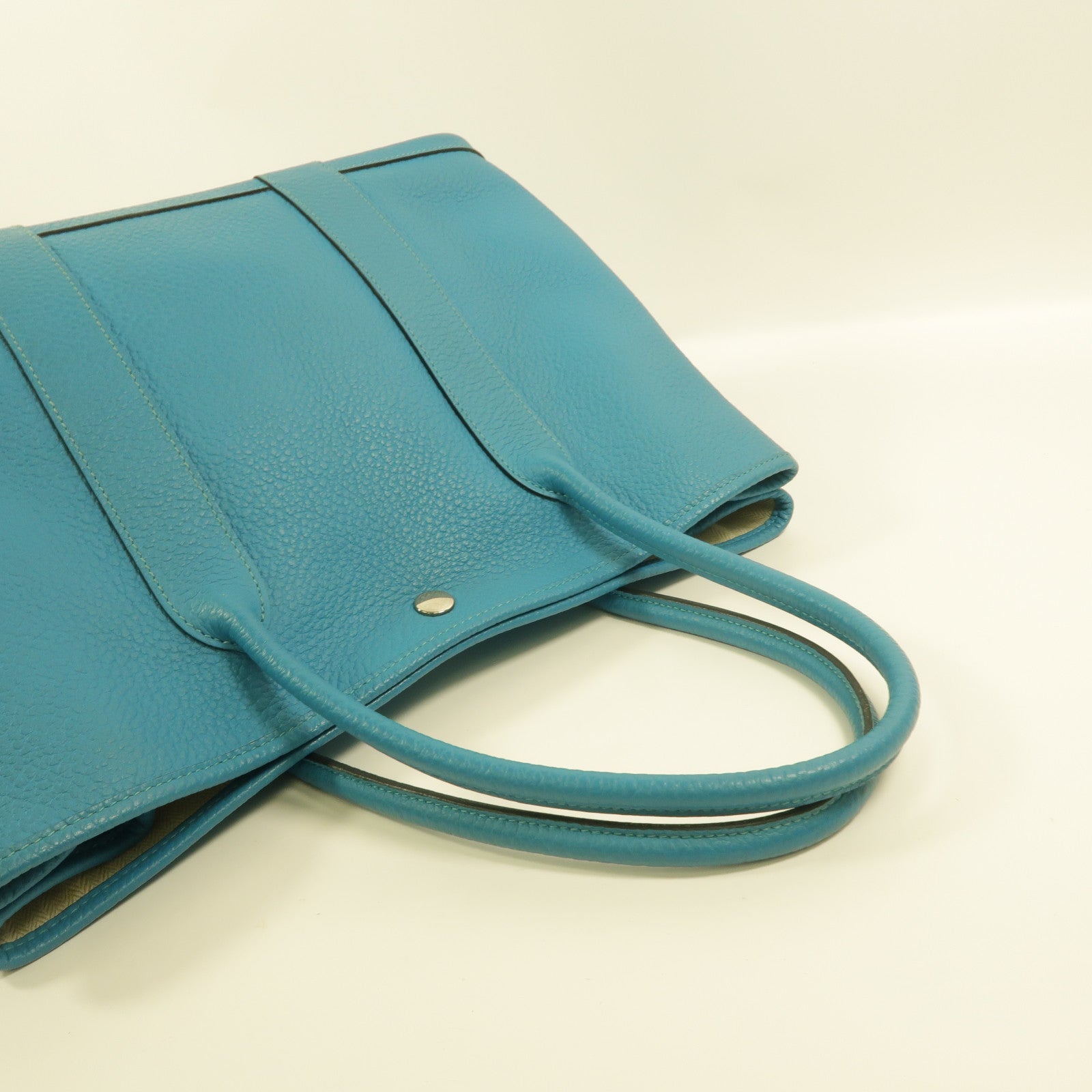 HERMES Clemence皮革Garden Party PM手挽袋Turquoise