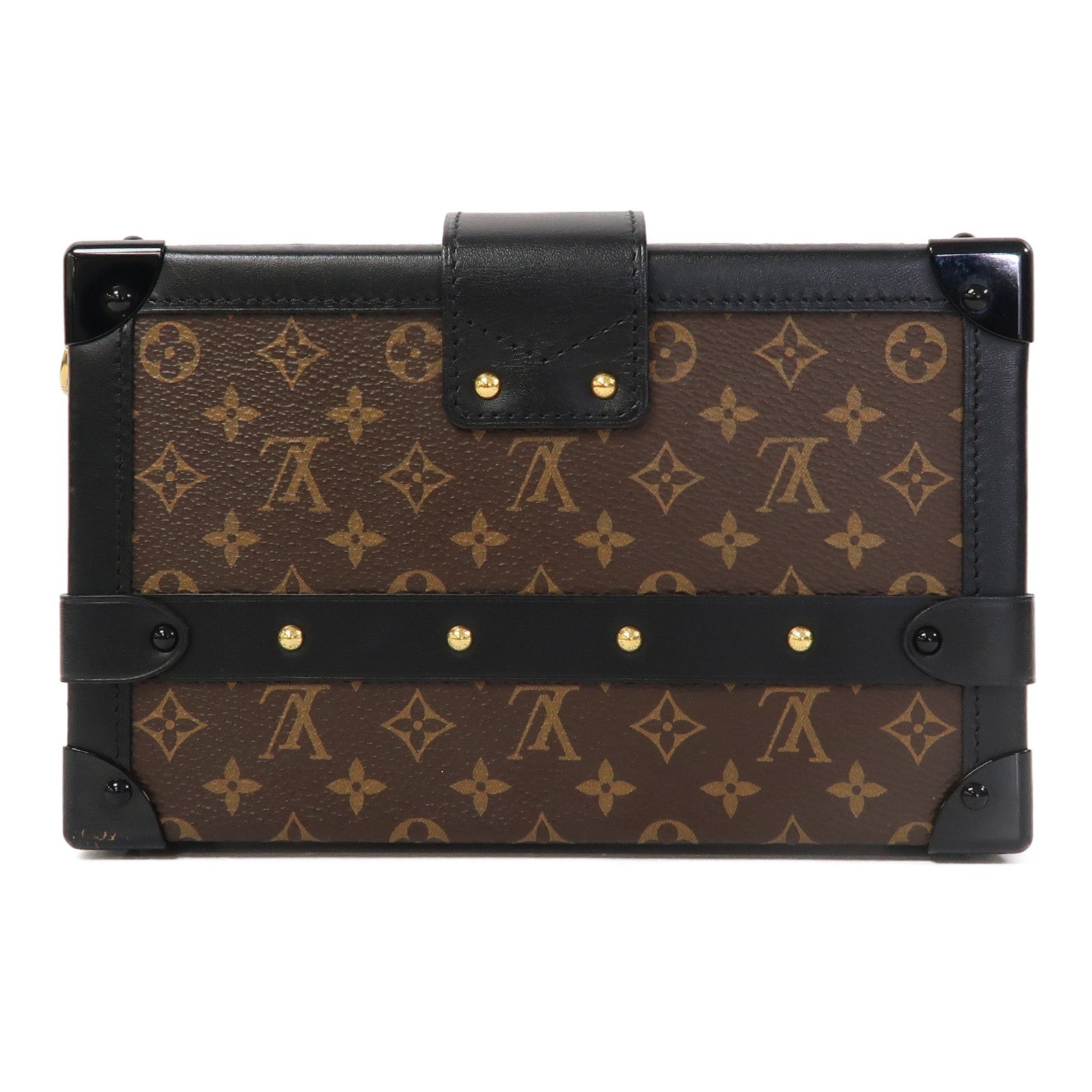 LOUIS VUITTON Monogram Petite Malle金扣肩背袋啡色/黑色