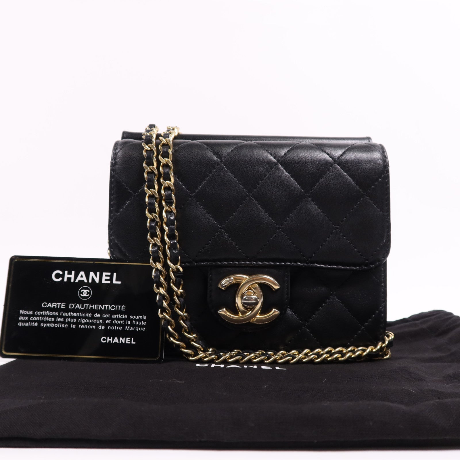 CHANEL 牛皮皮革Chain Shoulder Bag金扣鏈帶肩背袋